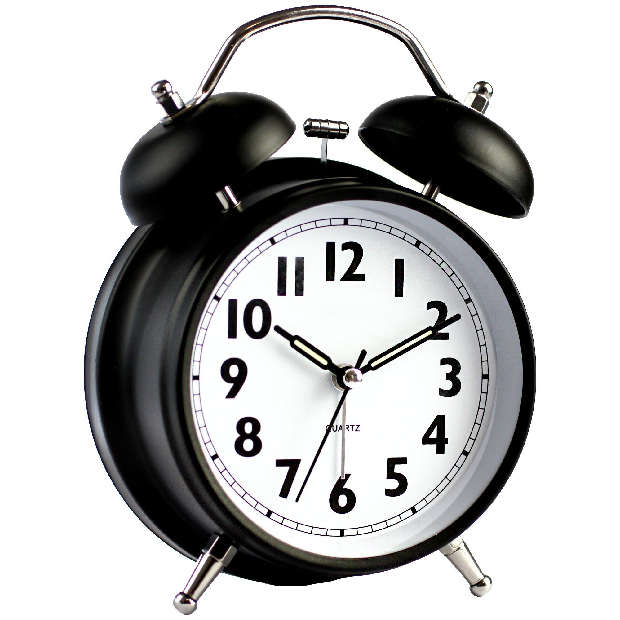 Miraval Quarzwecker Doppelglockenwecker mit Snooze lauter Alarm Wecker Analog 2x Geräuscharm Metall Mineral Glas Quarzuhrwerk 90 mm