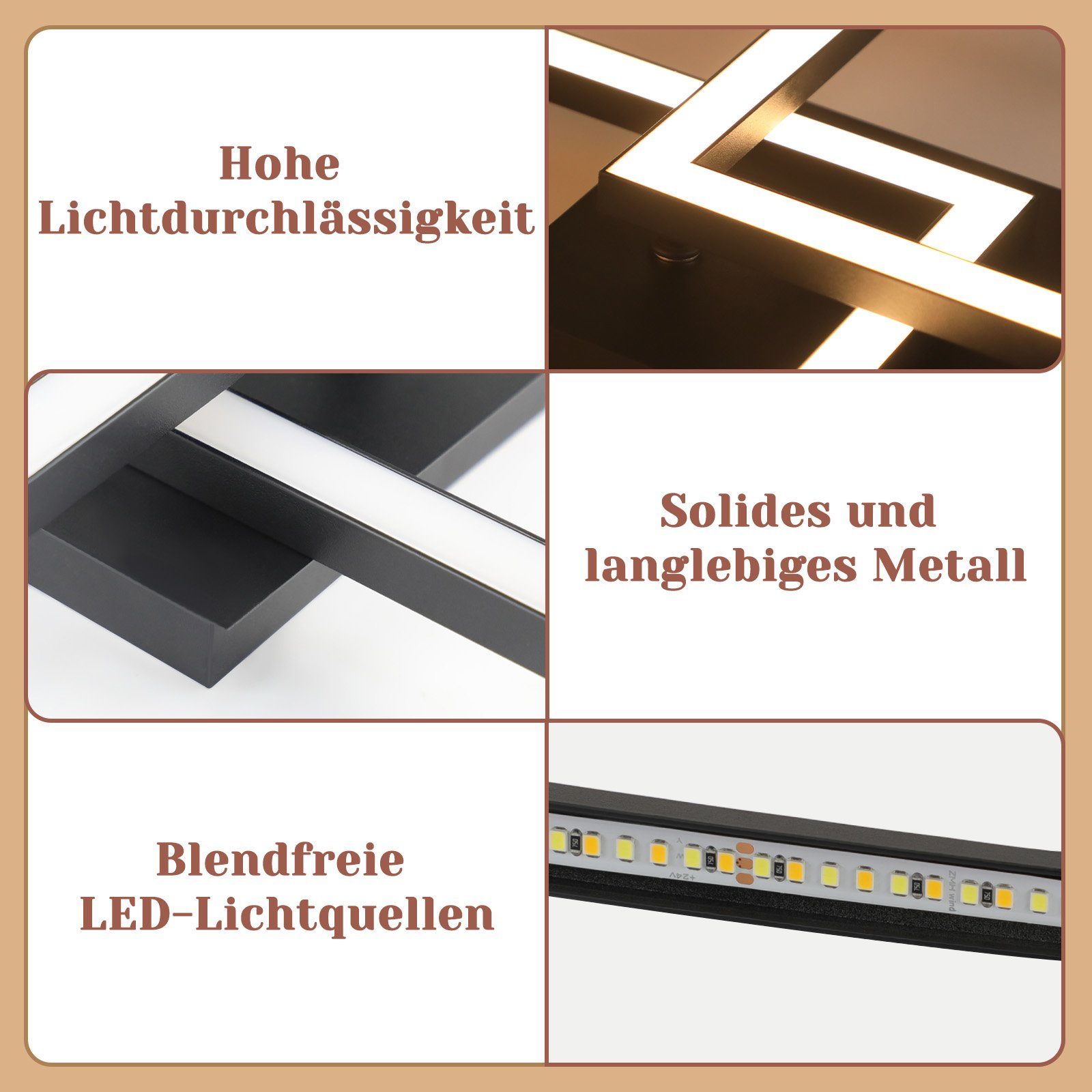 ZMH LED Deckenleuchte Wohnzimmer Modern 2 Flammig 24W Deckenlampe Küche - W günstig online kaufen