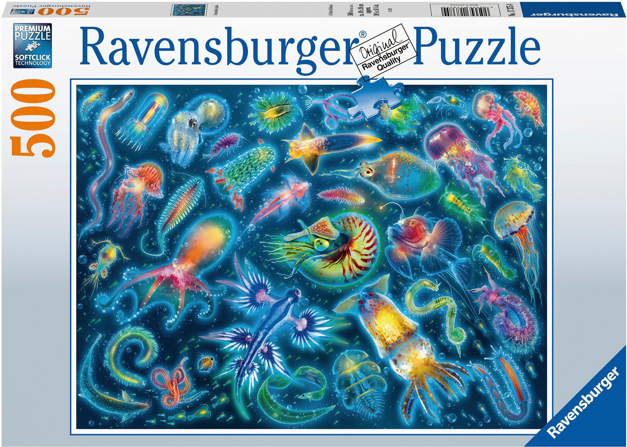 Ravensburger Puzzle Farbenfrohe Quallen, Made FSC®- Germany; in - weltweit Wald schützt Puzzleteile, 500