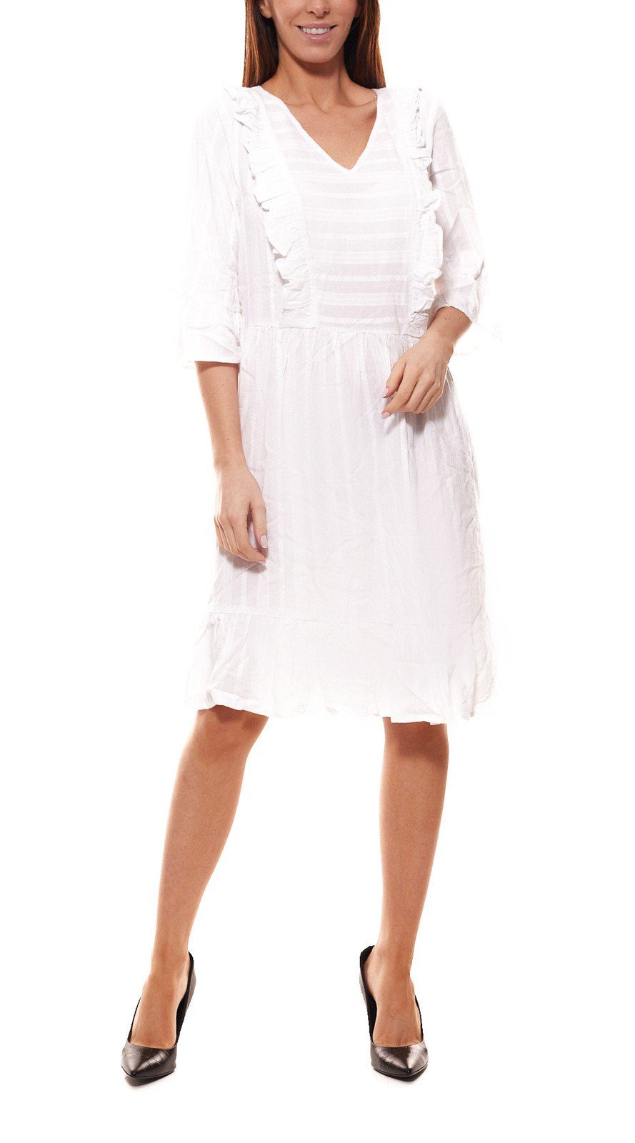 nümph Volantkleid »NÜMPH Beate Leinen-Kleid leicht transparentes Damen Mini- Kleid mit Unterkleid Volant-Kleid Weiß« online kaufen | OTTO
