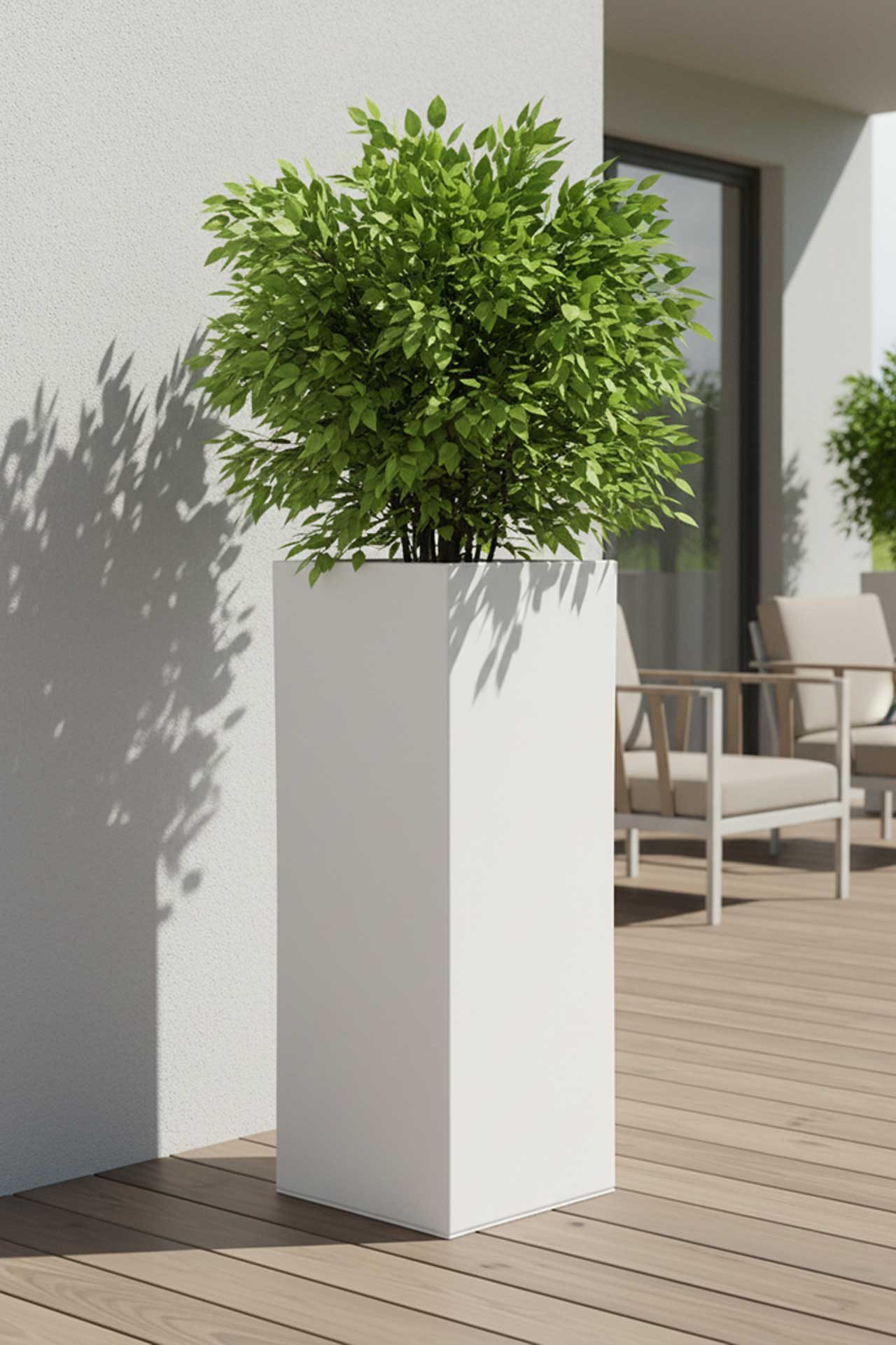 VIVANNO Pflanzkübel Zink BLOCK Säule - Weiß Matt (1 St), 40x40x100 cm günstig online kaufen