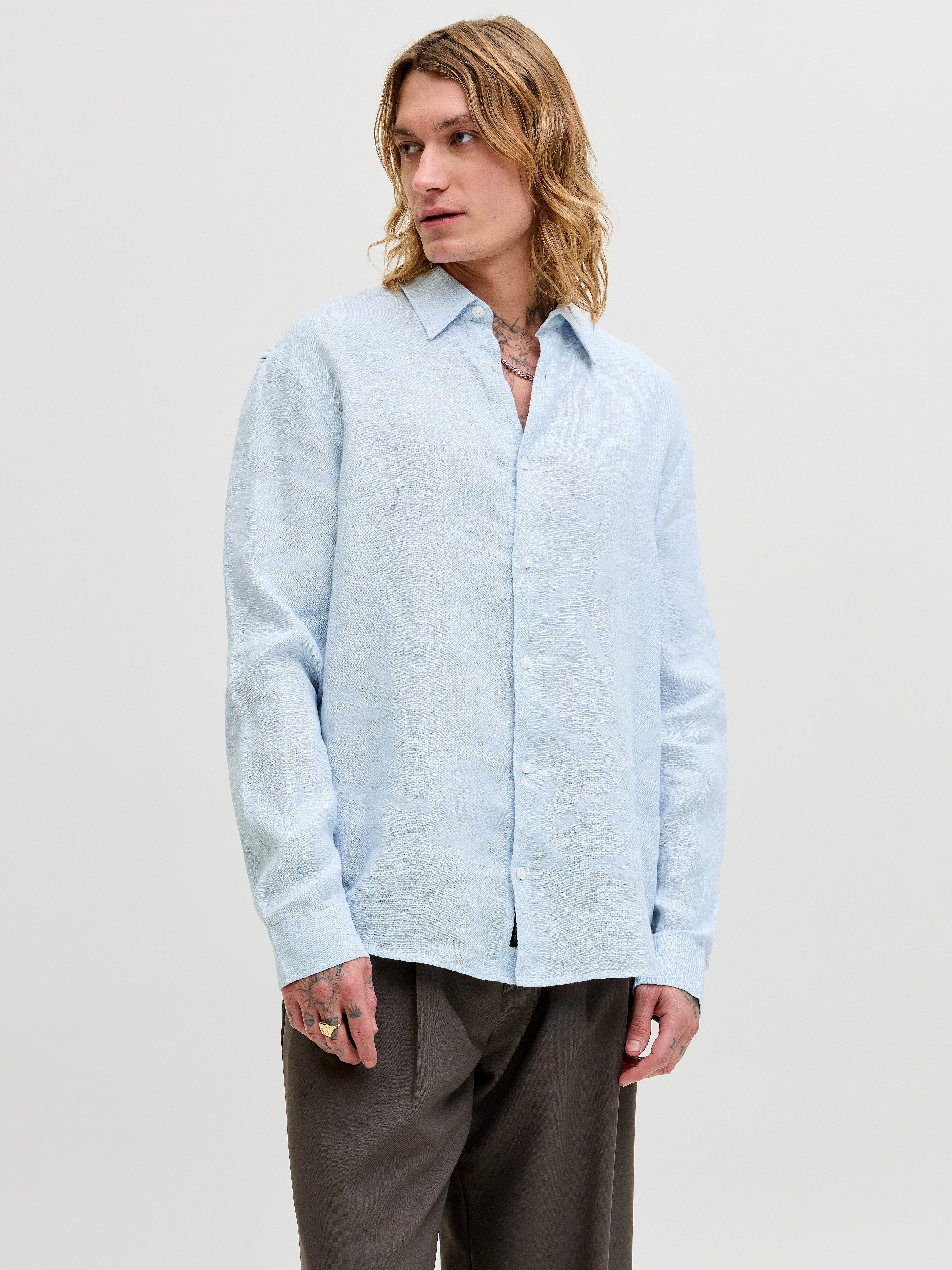 Langarmhemd JPRBLALAWRENCE LINEN LS SHIRT SN
