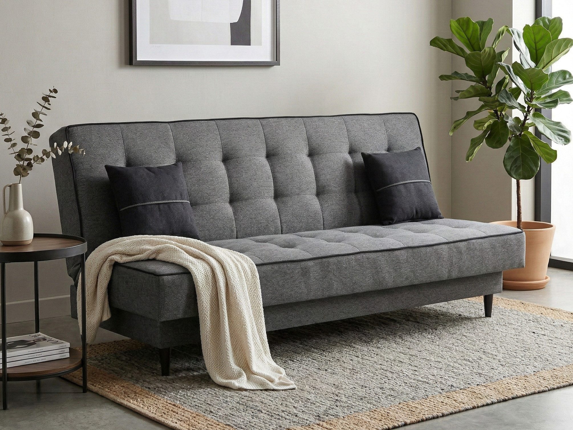 Beautysofa Schlafsofa Bario mit Schlaffunktion & Bettkasten, modernes Schlafsofa grau, 3-Sitzer Sofa mit Klick-Klack Funktion