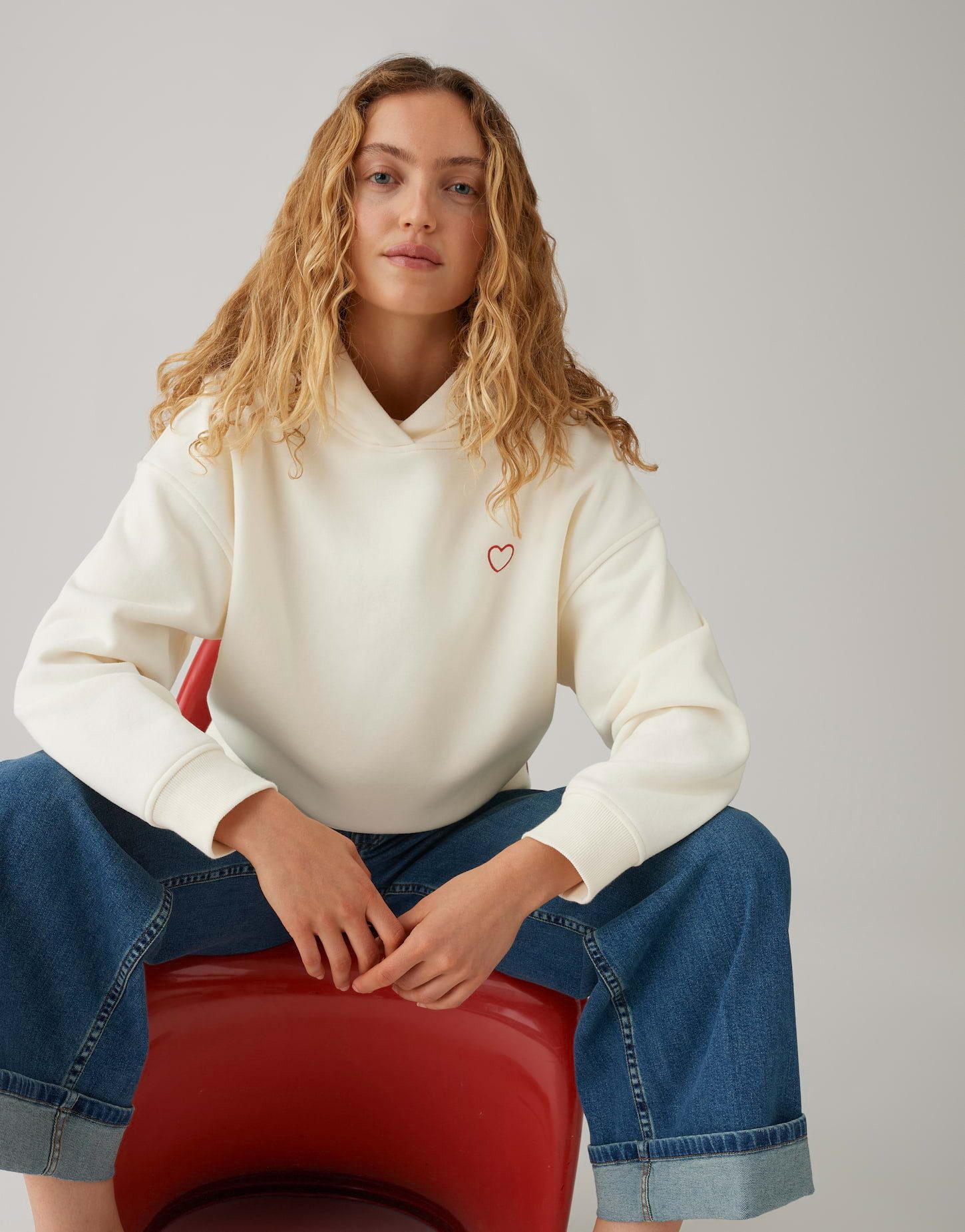 OPUS Hoodie GALENTINE mit Herz Lockere Passform, gerader Schnitt, überschnittene Schulter