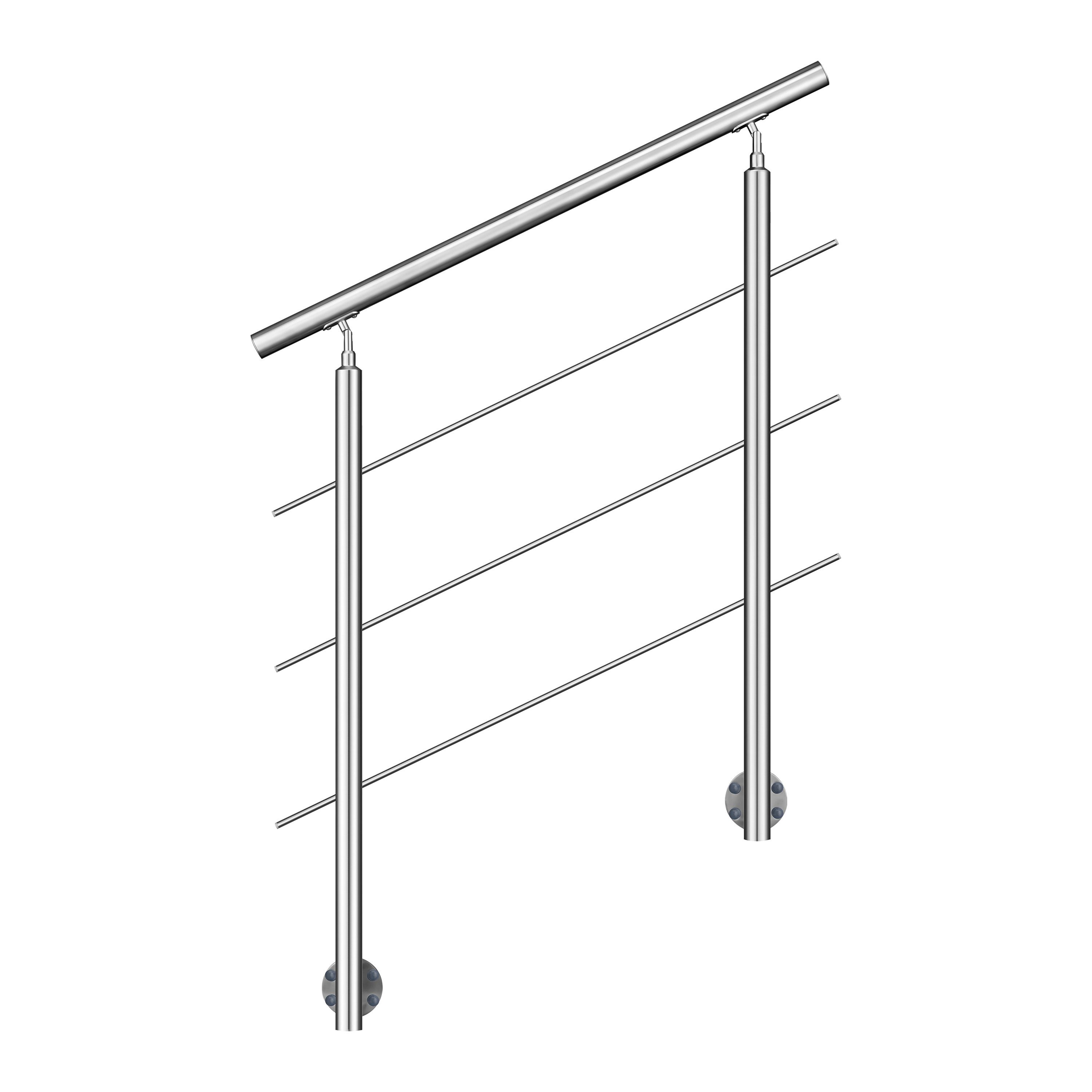 Duschparadies Treppengeländer 304 Edelstahl handlauf, Geländer,seitliche Befestigung, Innen & Außen, 100 cm Länge, Packung, 3-tlg., seitliche Montage – Bild 2 von 5