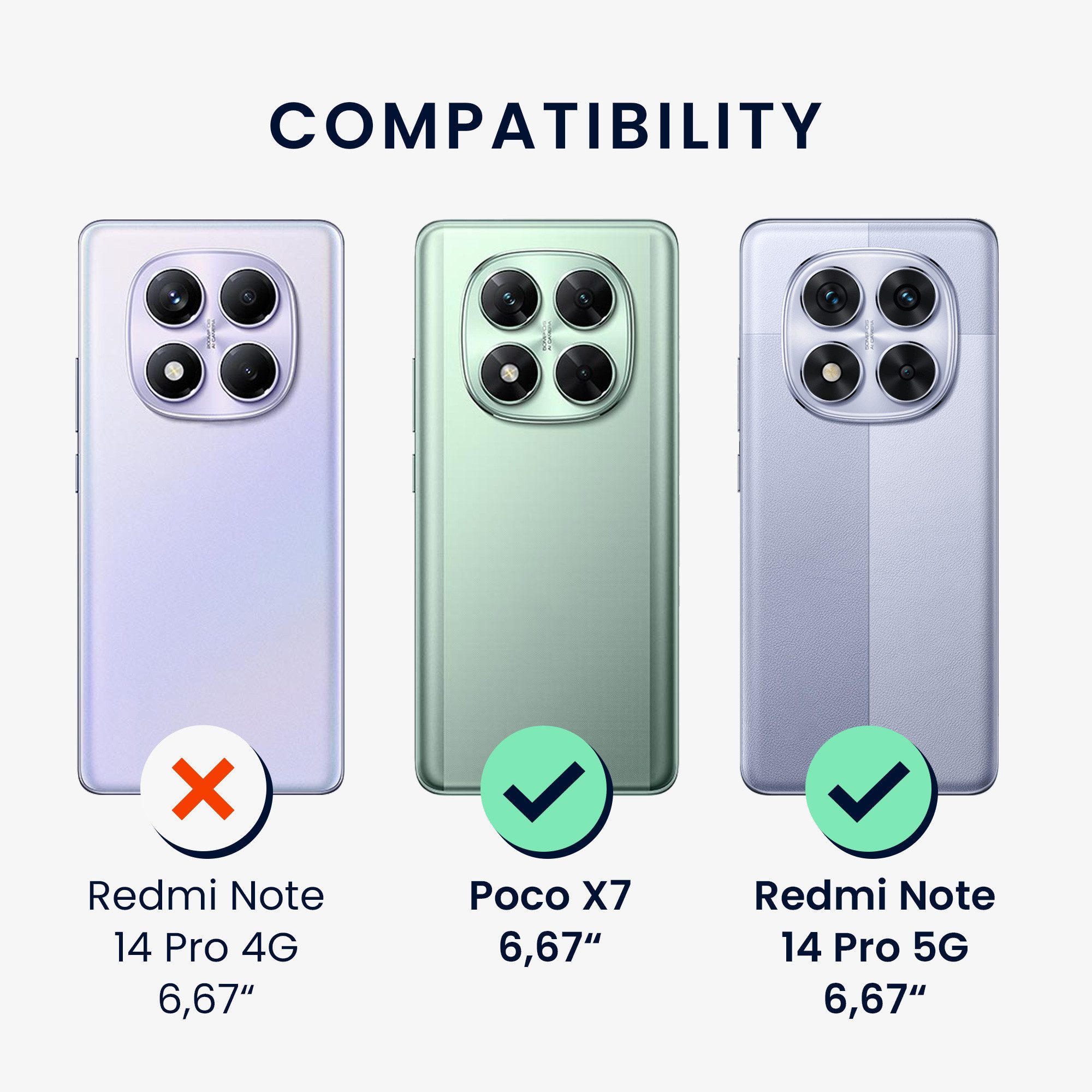 kwmobile Handyhülle Handyhülle für Xiaomi Redmi Note 14 Pro 5G / Poco X7 Hülle, Weiches Handy Silikon Case - Schutzhülle Cover