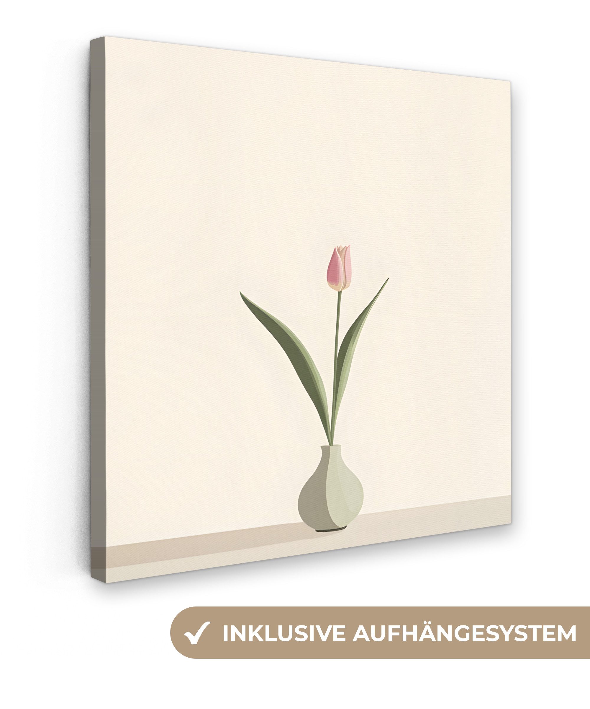OneMillionCanvasses® Leinwandbild Tulpe - Vase - Beige, Fotodruck (1 St), W günstig online kaufen