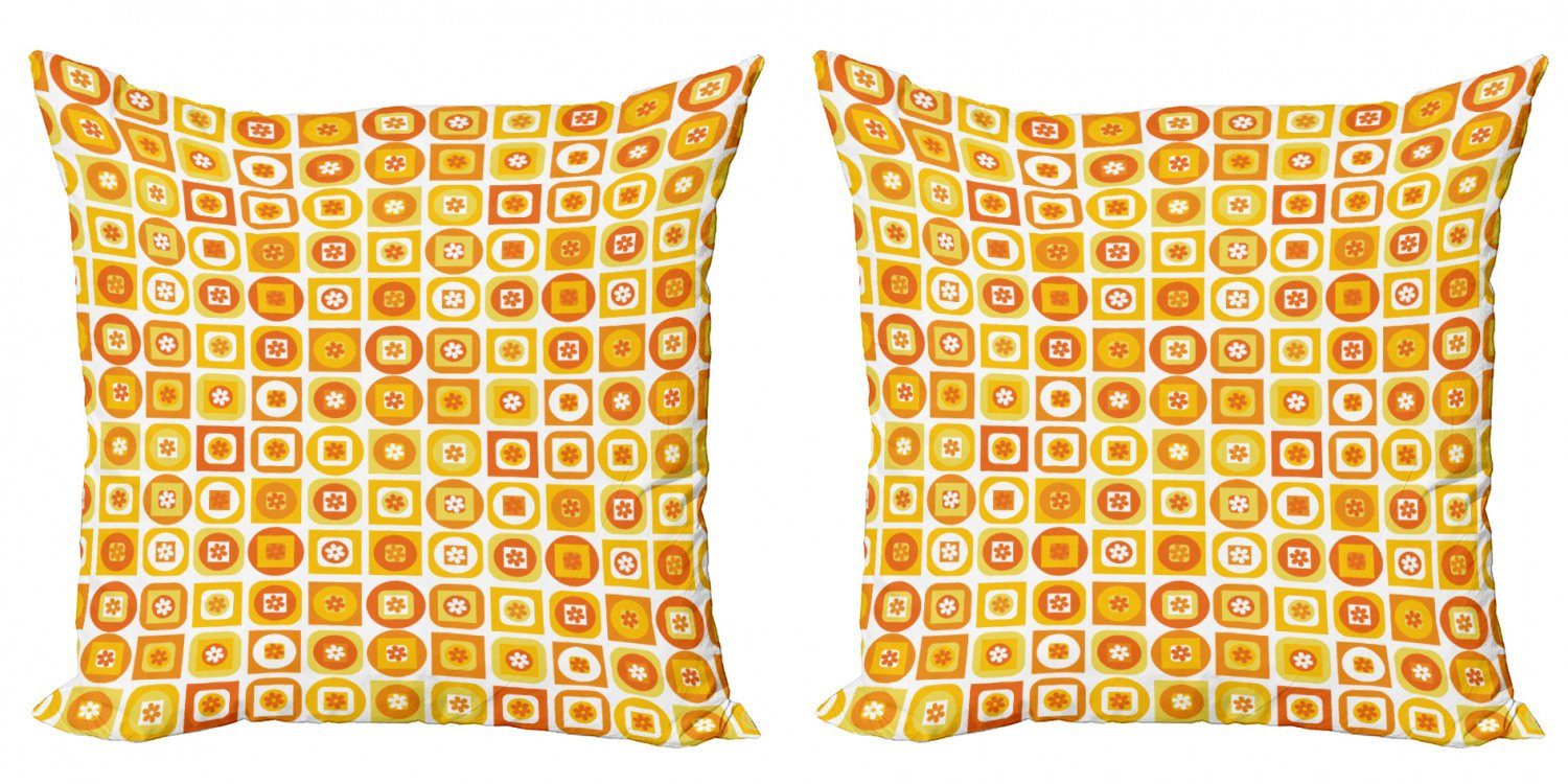Kissenbezüge Modern Abakuhaus Accent Quadrate Digitaldruck, Würfel Stück), geometrische Kunst Blumen (2 Doppelseitiger