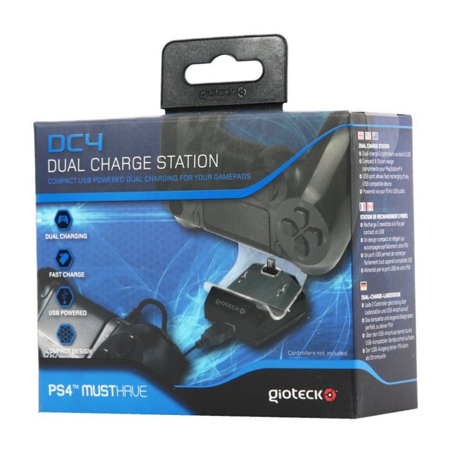 Gioteck Spielekonsolen-Zubehörset Gioteck Dual Charge Station USB Lade-Station Ladegerät für Sony PS4 Controller, (Set), Farbe: Schwarz