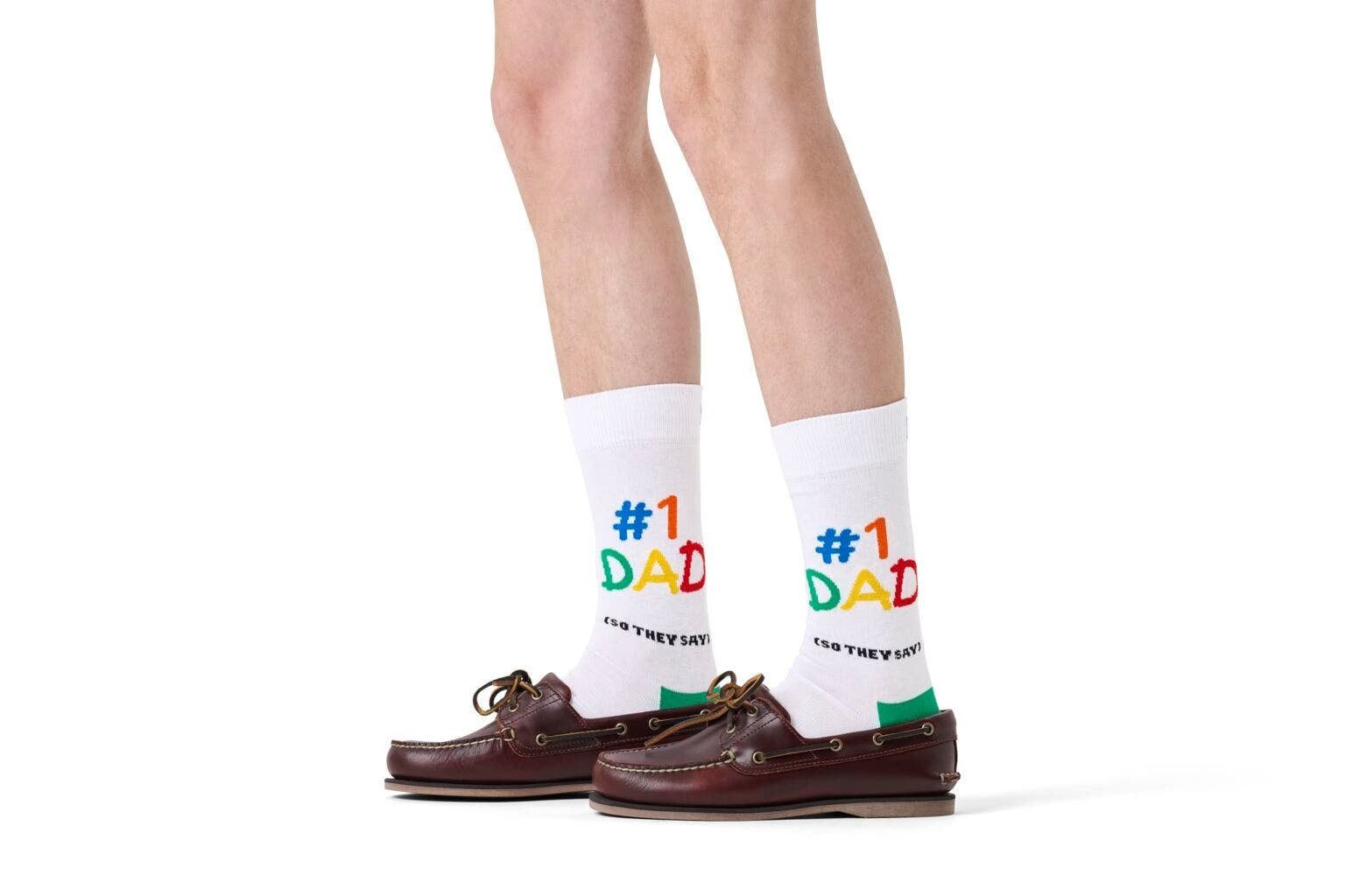 Happy Socks Socken Tagessocke Crew No1 Dad weiss/bunt - 1 Paar günstig online kaufen