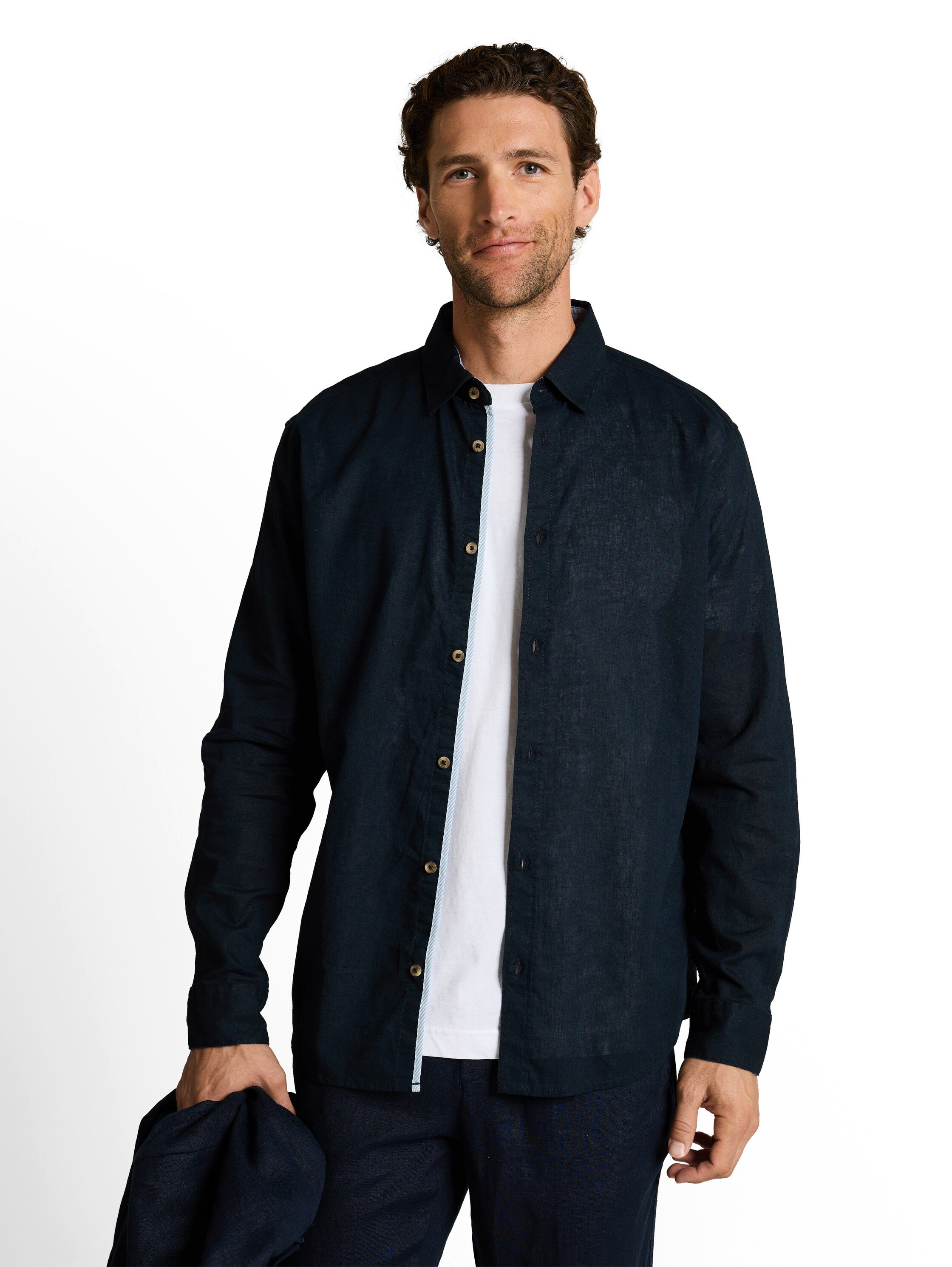 TOM TAILOR Langarmhemd mit Leinen