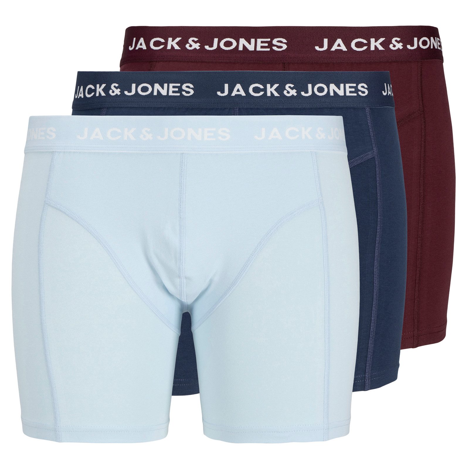 Jack & Jones PlusSize Retro Pants Jack&Jones 3er-Pack XXL Pants weinrot/hellblau/navy (Spar-Pack, 3-St., 3er-Pack)