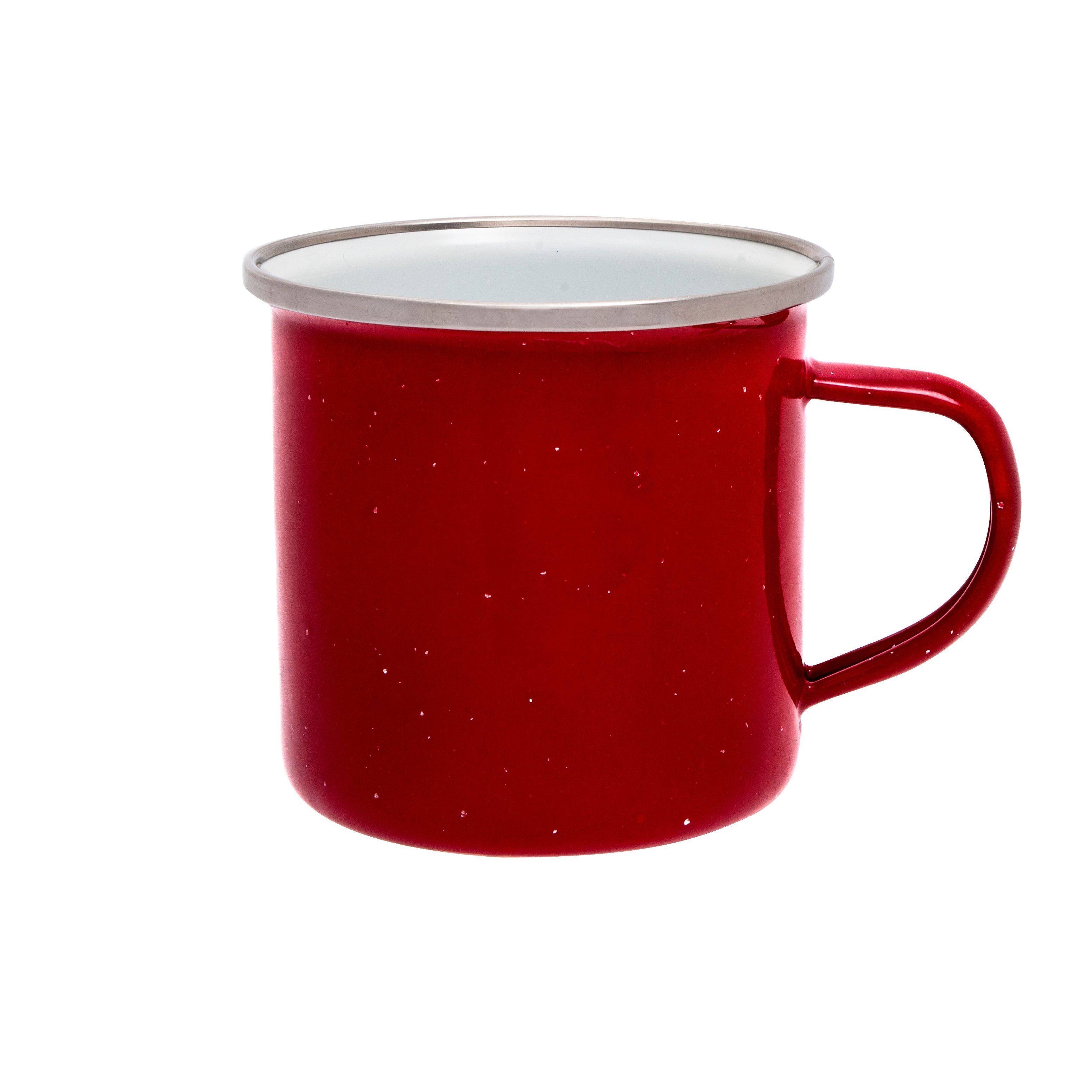 BasicNature Tasse Origin Outdoors Emaille-Tasse 360 ml mit Edelstahlrand – Camping
