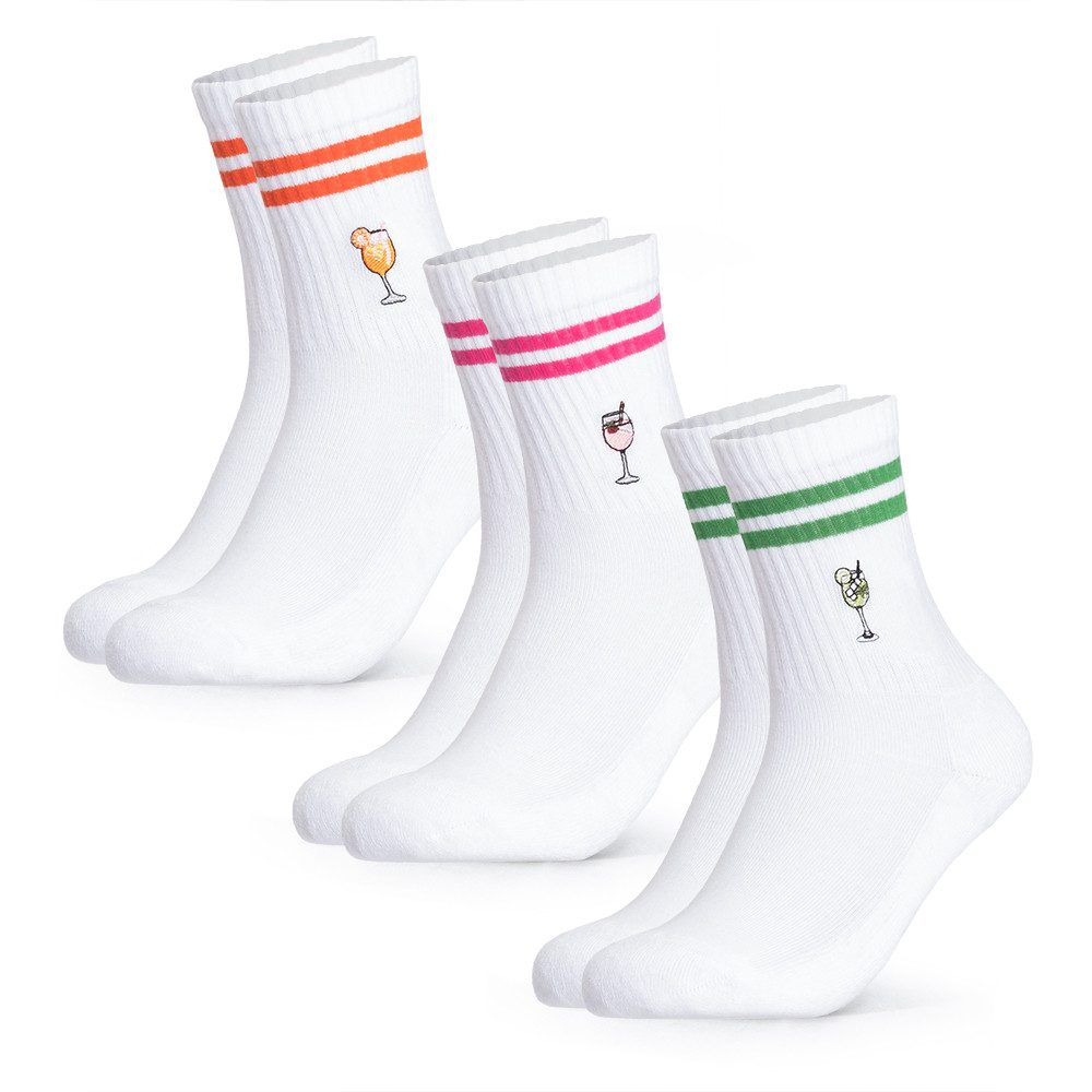Tennissocken Damen & Herren Motiv Tennissocken 3er Pack (Modell: Summer)