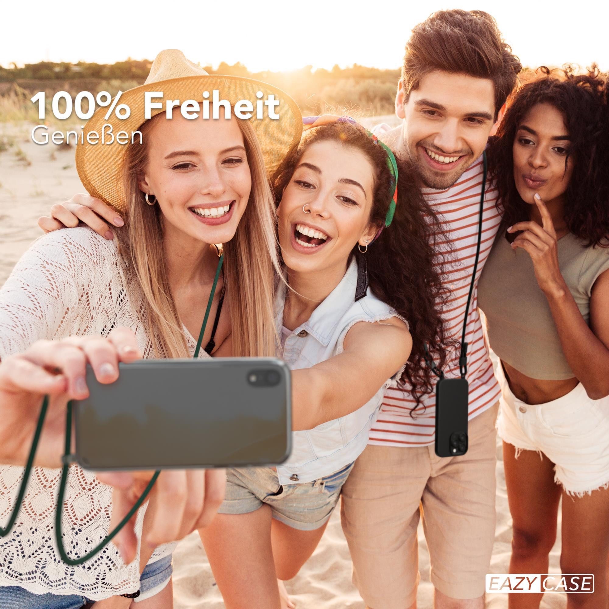 EAZY CASE Handykette Silikon Kette Unifarbe für Apple iPhone XR 6,1 Zoll, Handykette zum Umhängen Slim Phone Chain Festivalbag Smartphone Grün