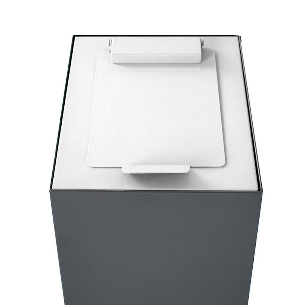 PROREGAL® Mülleimer Klappendeckel für modulare Abfalltrennanlage mit 60 L, Anthrazit Weiß