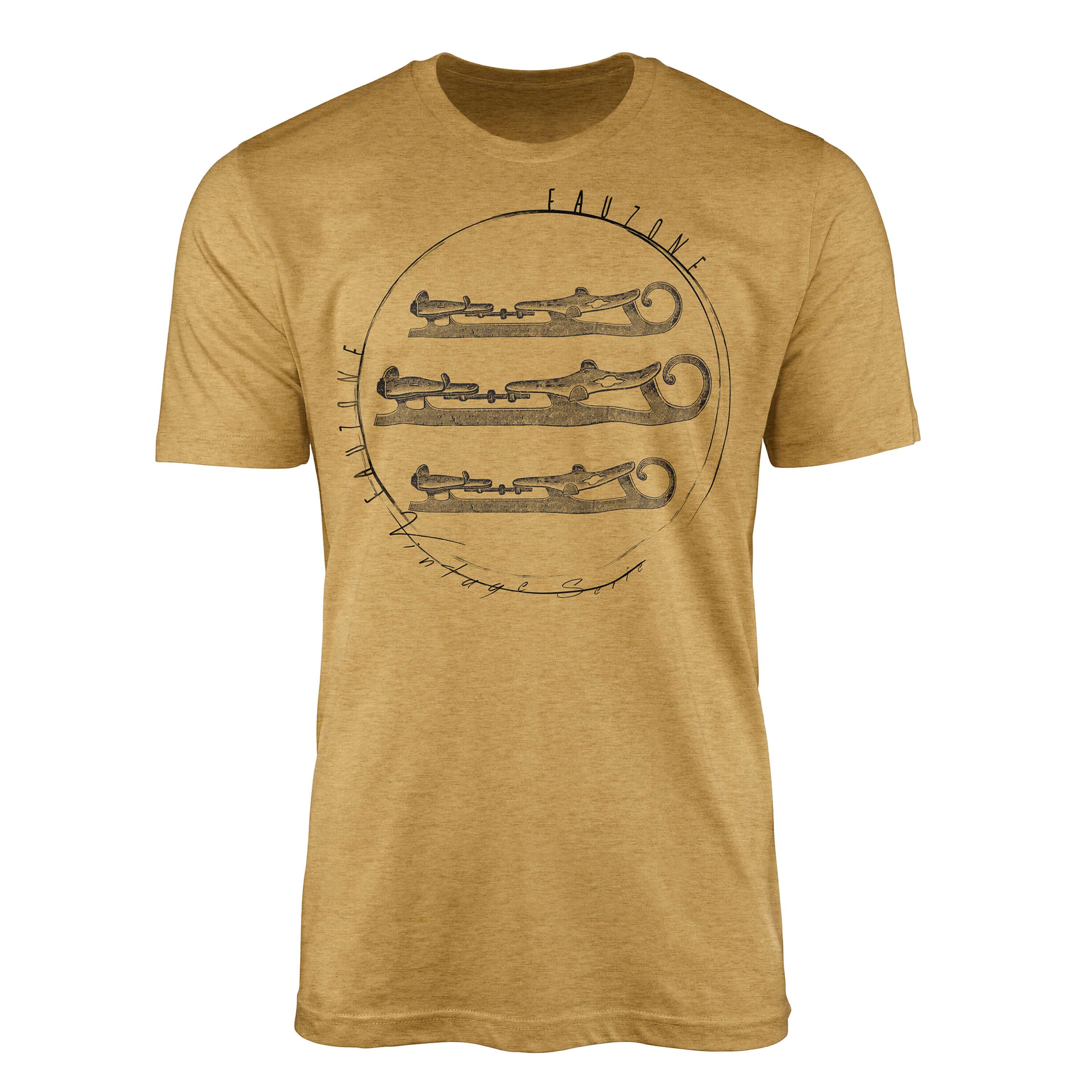 Sinus Art T-Shirt Vintage Schlittschuhe Herren T-Shirt Antique Gold