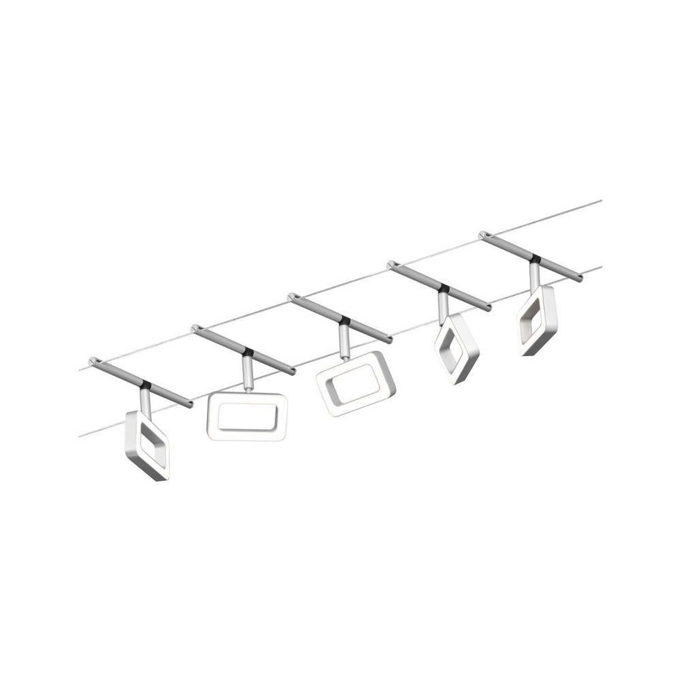 Paulmann Deckenleuchte LED Seilsystem Basisset Frame in Chrom-matt und Chrom  5x 4,8W 1400lm, keine Angabe, Leuchtmittel enthalten: Ja, fest verbaut, LED,  warmweiss, Seilsystem