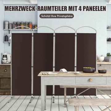 COSTWAY Paravent, 4 teilig, Raumteiler faltbar & abnehmbar, 221 x 188cm