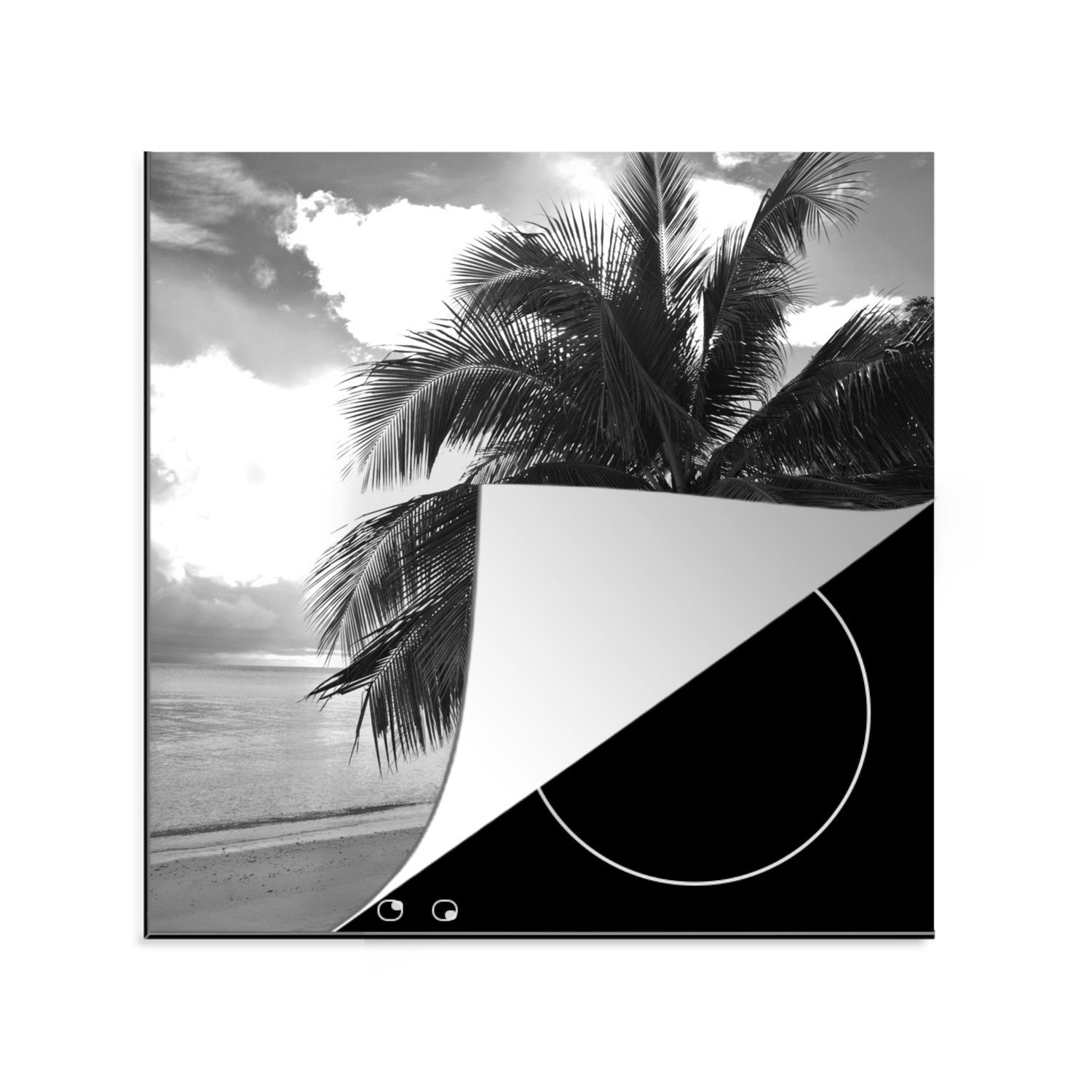 MuchoWow Herdblende-/Abdeckplatte Palmen an der Küste, Vinyl, (1 tlg), 78x78 cm, Ceranfeldabdeckung, Arbeitsplatte für küche