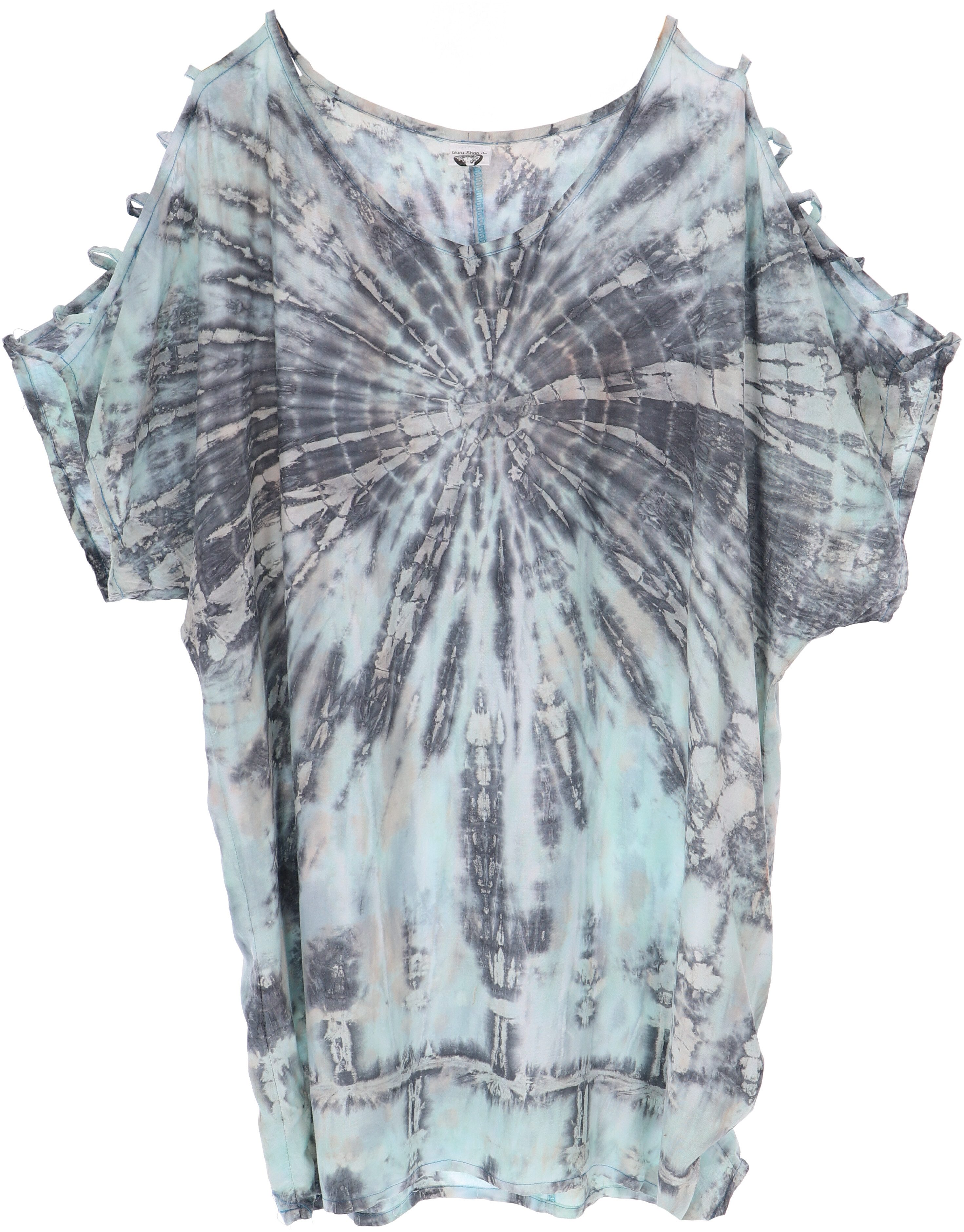 Guru-Shop Midikleid Schulterfreies Batikdress, Cold Shoulder.. Festival, Ethno Style, Hippie, alternative Bekleidung – Bild 5 von 5