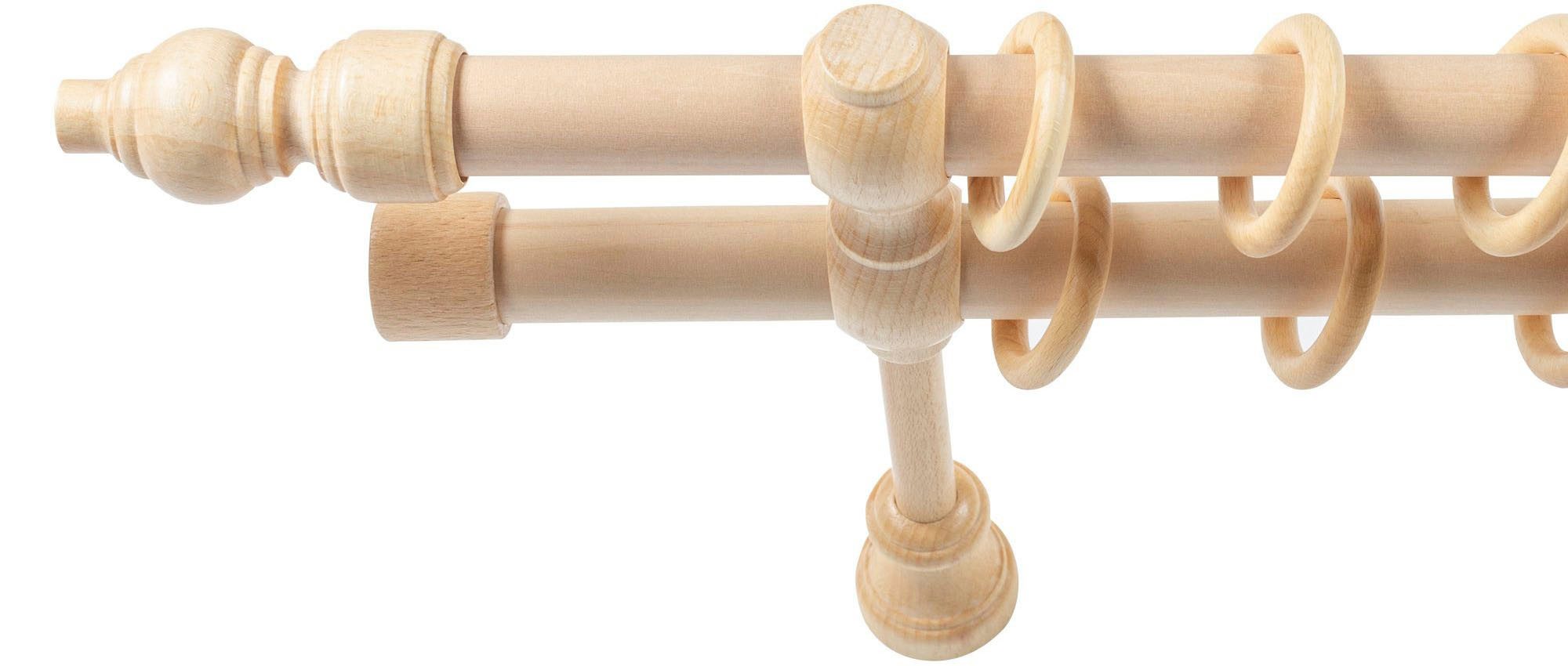 SN DECO GROUP Gardinenstange Filigrano, 2-läufig, Fixmaß, mit Bohren, verschraubt, Holzwerkstoff, 28 mm, Holz, verschiedene Längen und Farben, Komplettset