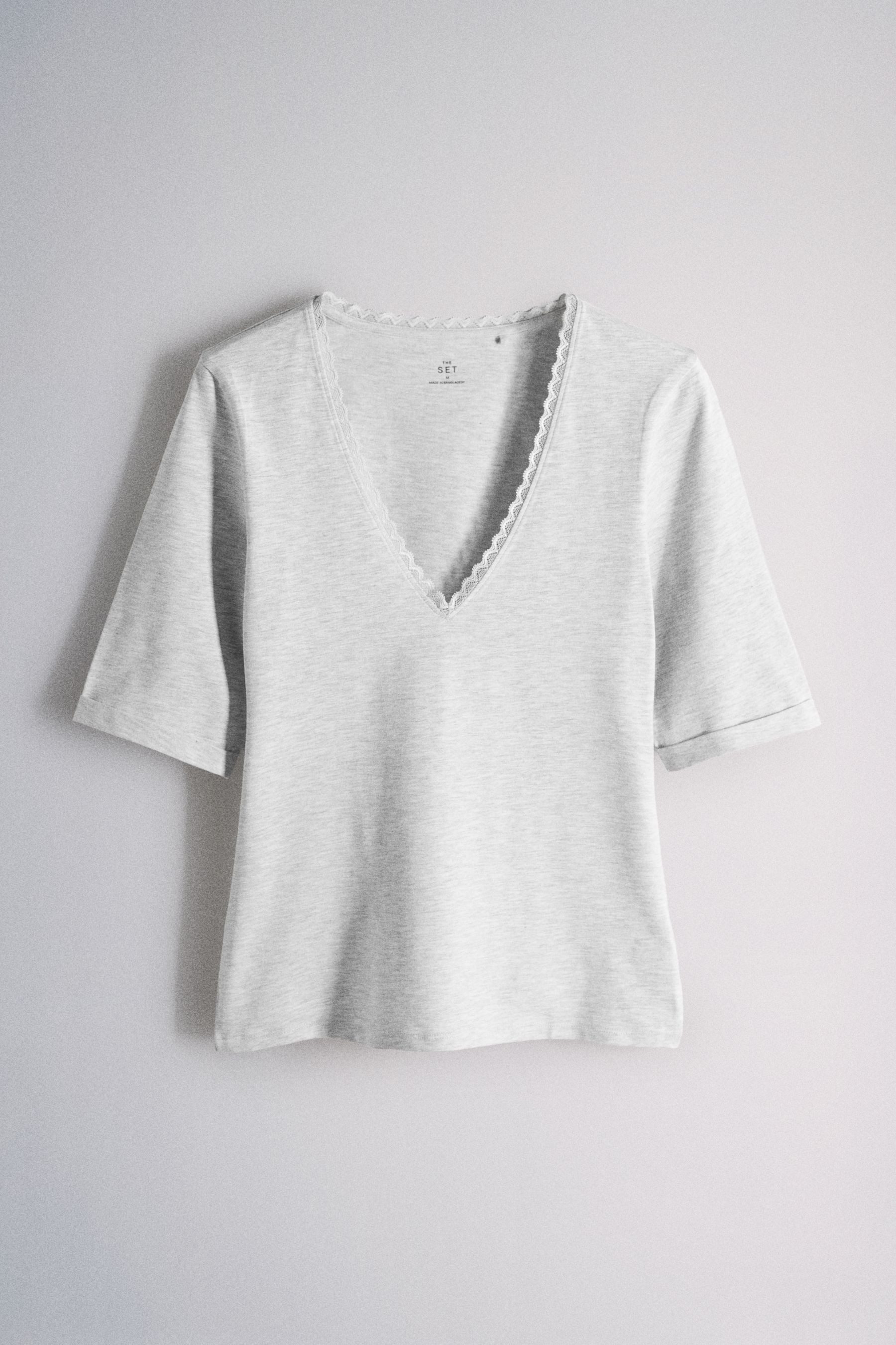The Set V-Shirt The Set Top mit Spitze + V-Ausschnitt, 4er-Pack (4-tlg) – Bild 2 von 5