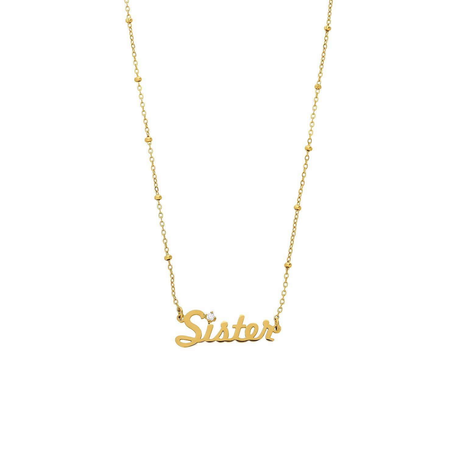 LUCARDI Namenskette Halskette - Stahl - Gold - Zirkonia - Damen