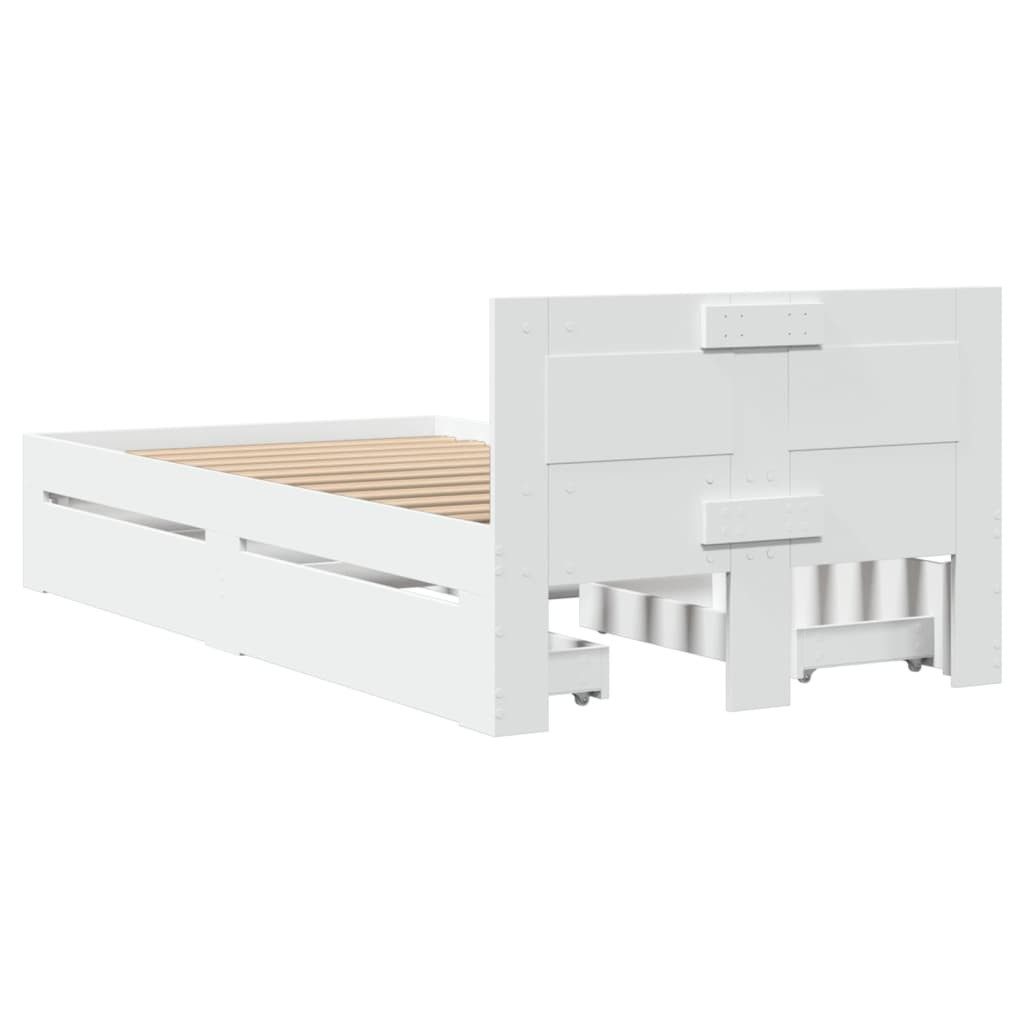 vidaXL Bett, Bettgestell mit Kopfteil ohne Matratze Weiß 100x200 cm