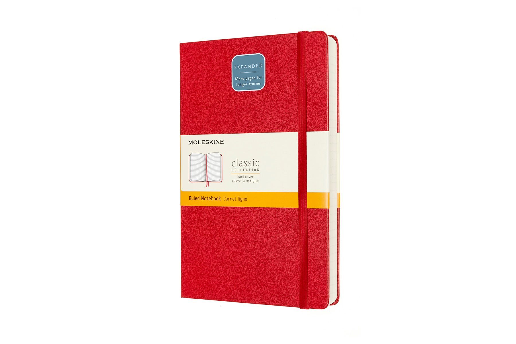 Groß Scharlachrot 70g-Papier Einband Expanded - festem - MOLESKINE Notizbuch, mit Classic (13x21)