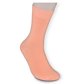 Die Sockenbude Basicsocken KOMFORT (Bund, 5-Paar, weiß rosa orange) mit Piqué-Bund ohne Gummi geringelt