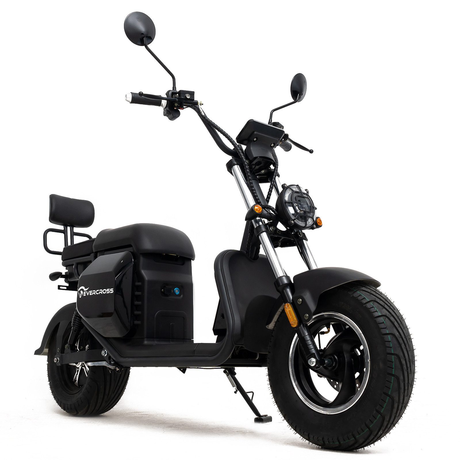 EVERCROSS TECH E-Motorroller 702, 60V-30Ah Lithium, Schwarz, 2000 Watt, 85KM, 45 km/h, 2000,00 W, 45 km/h, LED-Anzeige, Blinker, Funkschlüssel, Alarmanlage, Doppelstoßdämpfer