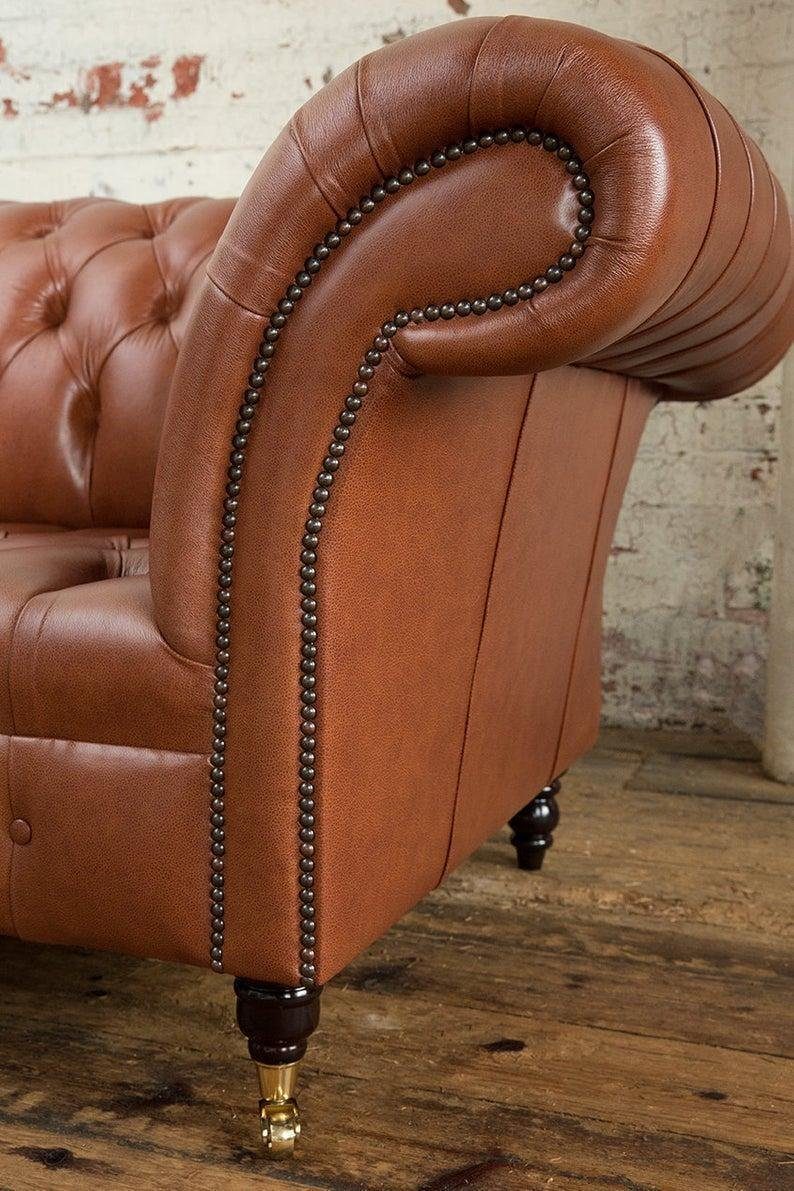 Luxus Couch Chesterfield Sofort 100% Leder Polster Design JVmoebel 3-Sitzer Sofas