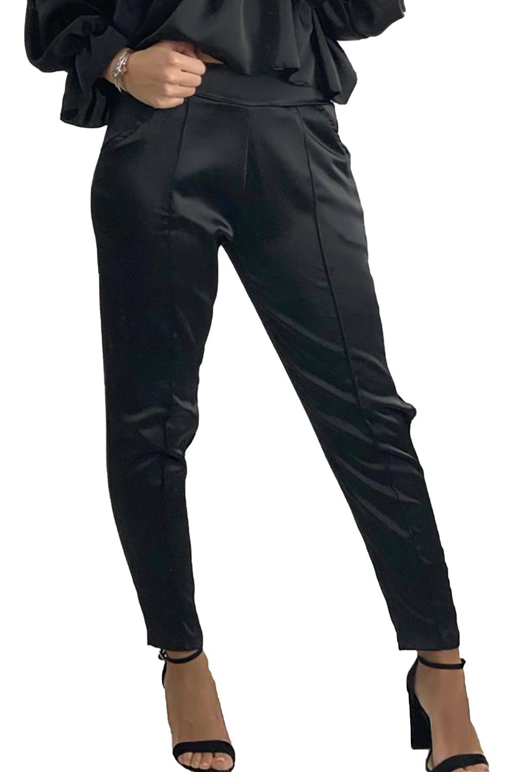 Stoffhose Poptrash Pants lockere Silk Treggings Glänzend Seiden Look