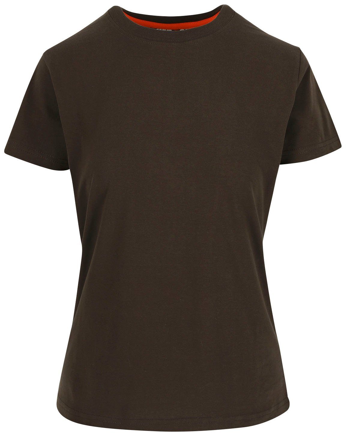Herock T-Shirt braun Kurzärmlig hintere Schlaufe, Figurbetont, angenehmes T-Shirt Damen 1 Epona Tragegefühl