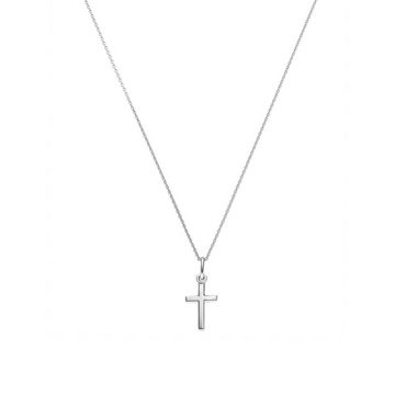 SCHOSCHON Kette mit Anhänger Halskette Kreuz Anhänger 925 Silber 15 mm, Geschenk Mädchen Konfirmation Firmung Kommunion