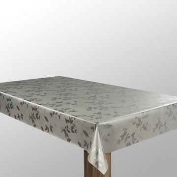 laro Tischdecke Wachstuch-Tischdecken Abwaschbar Blätter Schwarz Metallic rechteckig