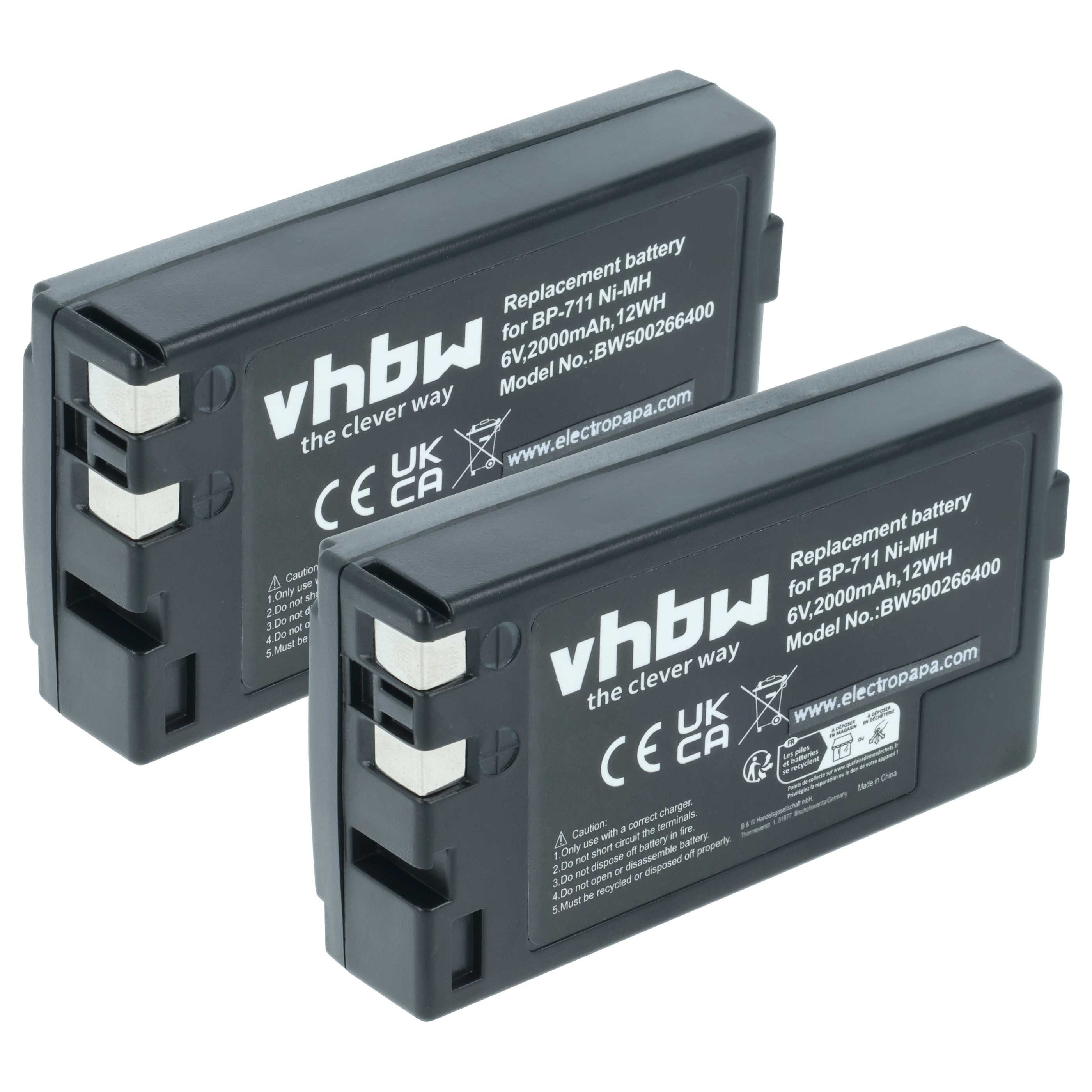 vhbw Akku passend für Canon E-09, E-07, E-200, E-20, E-230, E-210, E-250, Kamera-Akku Akku NiMH 2000 mAh (6 V, 2 St), Leistungsfähige Austausch-Akkus für Ihre Videokamera, Wiederaufladbar