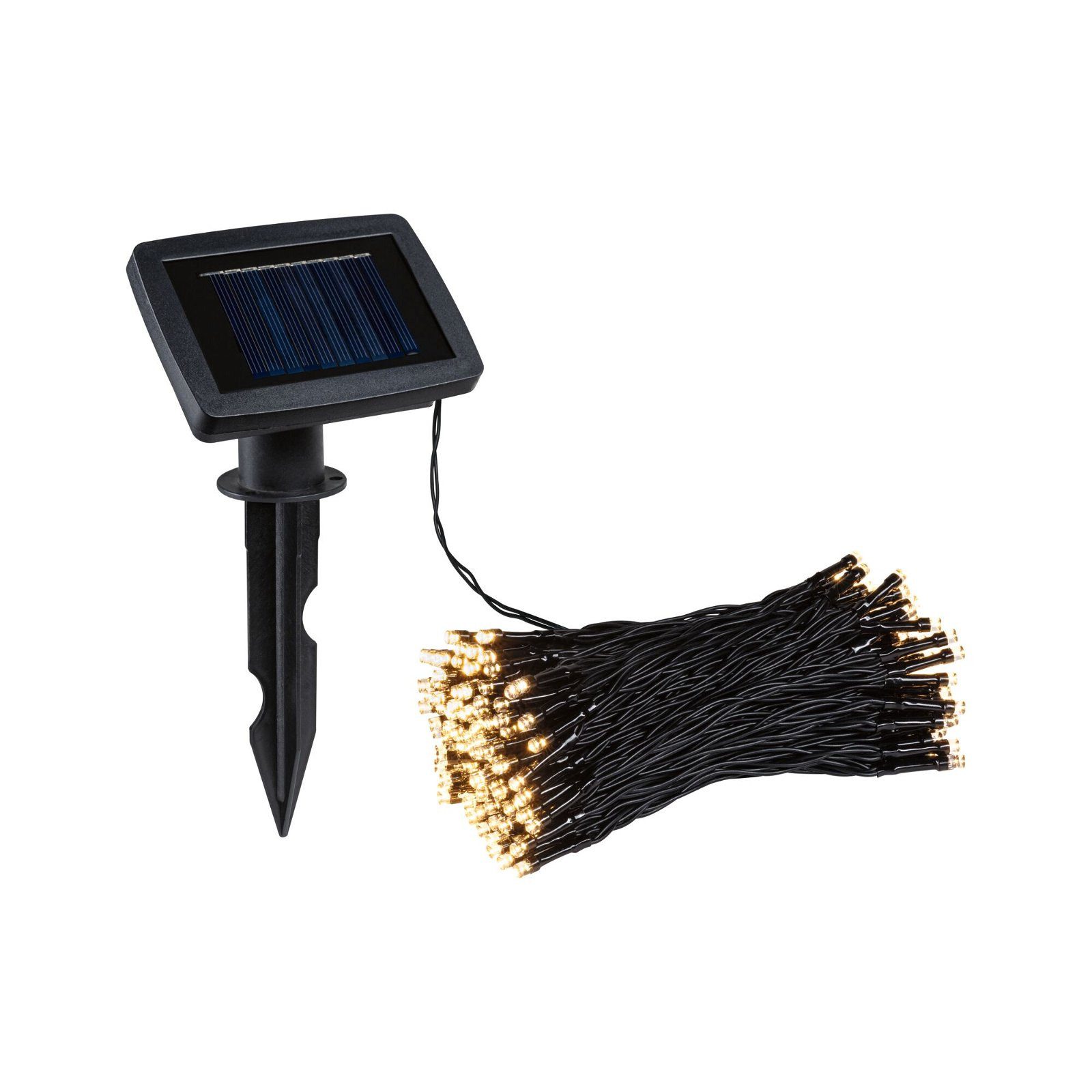 Paulmann LED Gartenstrahler Solar Lichterkette Aurinka IP44 3000K 0lm/m Schwarz, LED fest integriert, Warmweiß