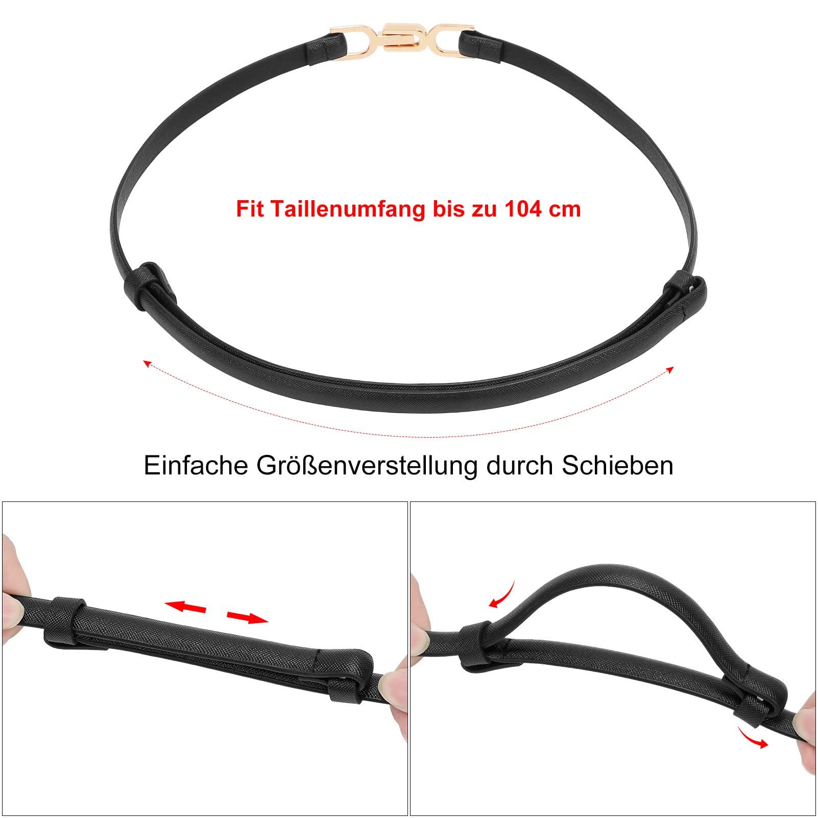 Bwecuy Taillengürtel Schmaler Taillengürtel für Damen Verstellbarer dünner Gürtel Schmaler Ledergürtel mit Gold metallschnalle für Kleid