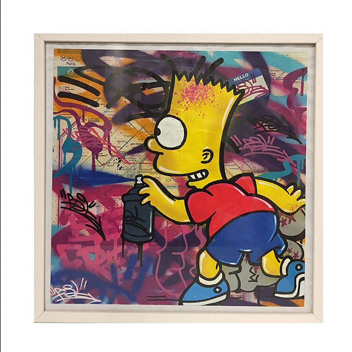 TPFLiving Kunstdruck (OHNE RAHMEN) Poster - Leinwand - Wandbild, The Simpsons - Disney Cartoon - Anime - Bart Simpson Graffiti - (Leinwand Wohnzimmer, Leinwand Bilder, Kunstdruck), Leinwand bunt - Größe 20x20cm