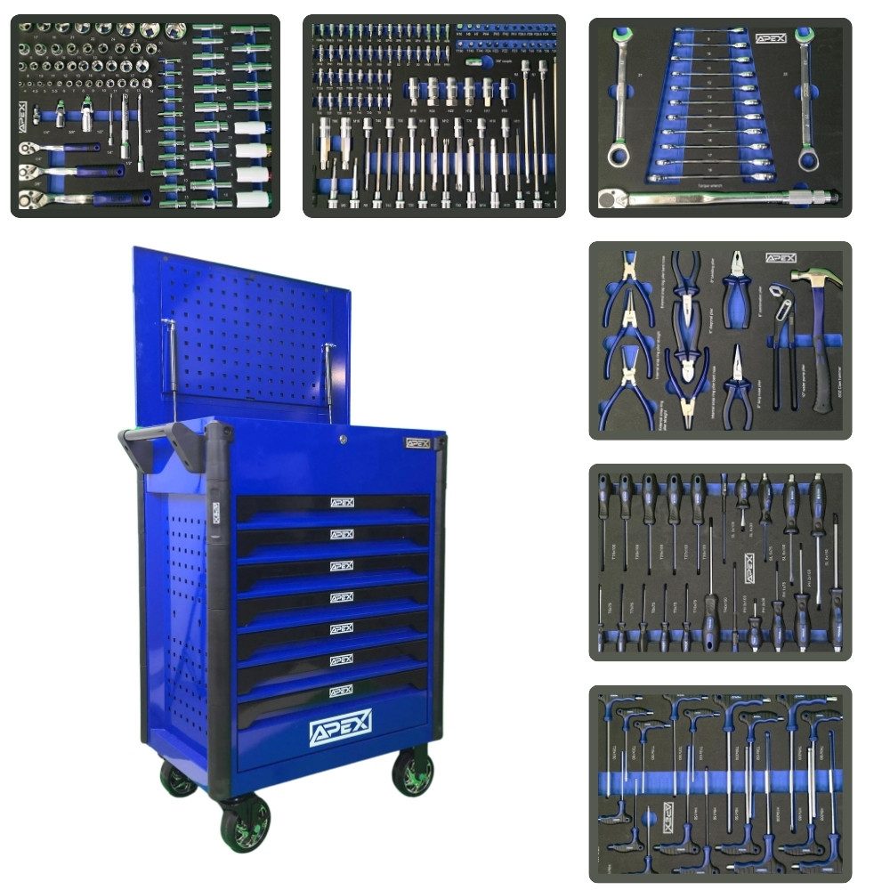 Toolcar Werkzeugwagen Werkstattwagen 7 Schubladen -6 befüllt/bestückt/gefüllt mit Werkzeug, XXL