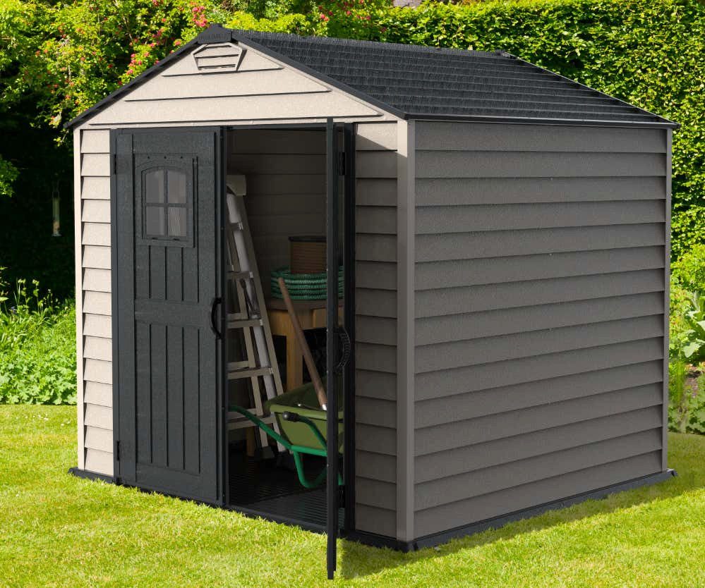 DURAMAX Gerätehaus DURAMAX Kunststoff-2,10x2,10m, BxT: 210x210 cm, in Grau Inkl. Fußboden mit 4mm Wandstärke