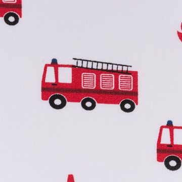 SCHÖNER LEBEN. Stoff Baumwollstoff Popeline Stoff Feuerwehr Flammen weiß rot 1,45m Breite, allergikergeeignet