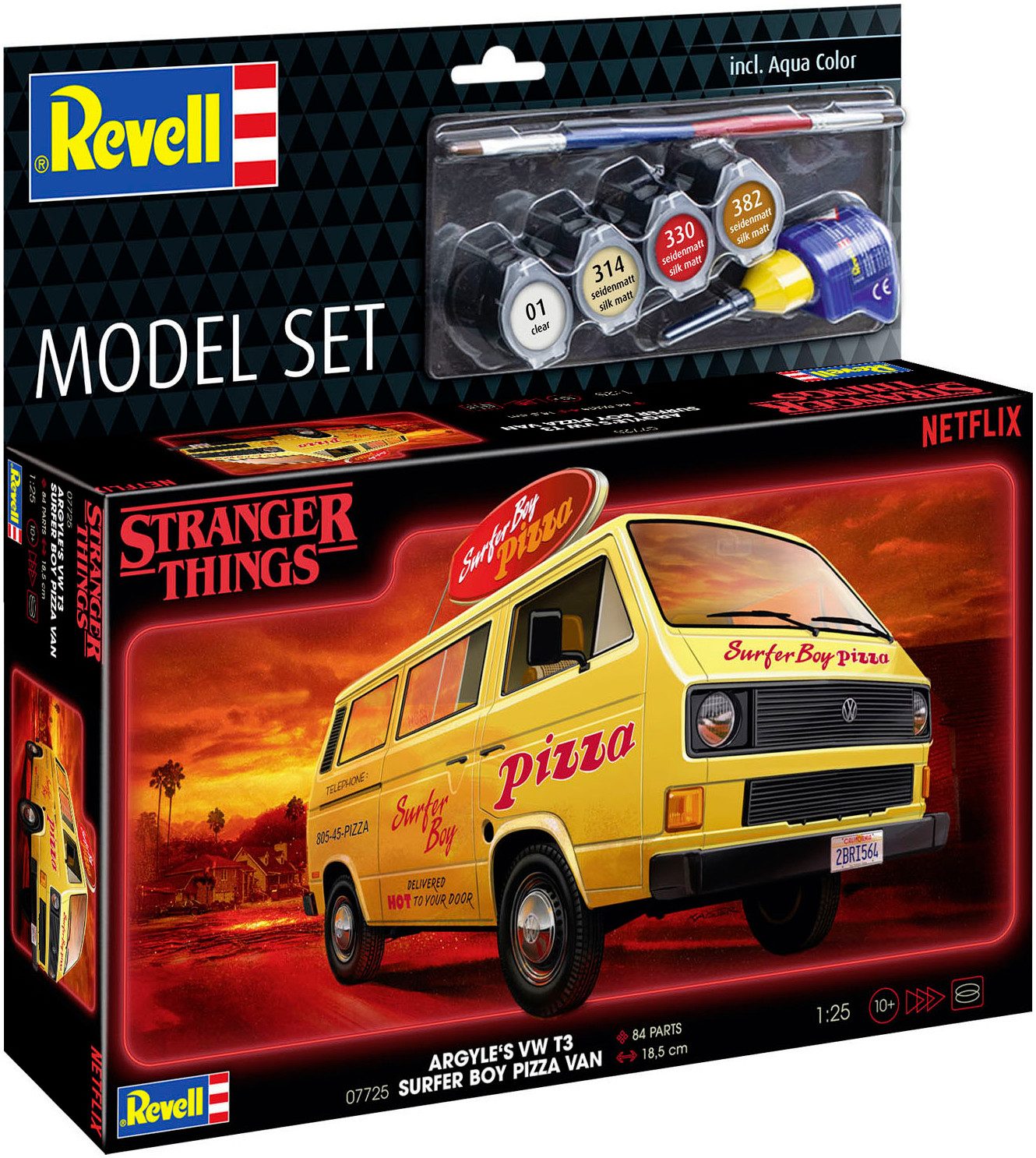 Revell® Modellbausatz StrangerThings, Argyle’s VW Bus T3 Bulli Surfer Boy, Maßstab 1:25, Made in Europe