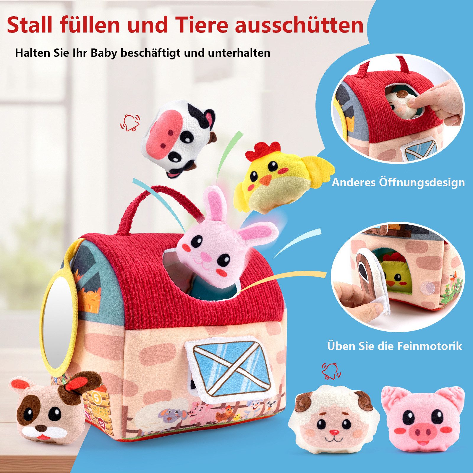 MINISO Lernspielzeug Bauernhoftiere und Bauernhof, Montessori-Sensorikspiel günstig online kaufen