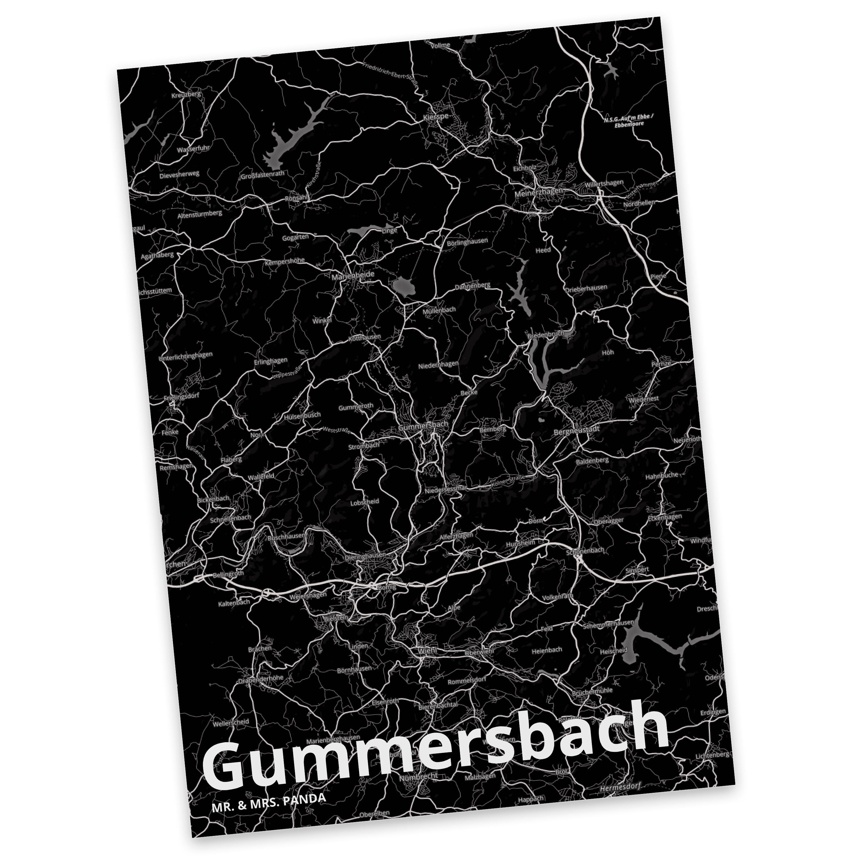 Einladungskarte, Postkarte - Karte Dorf Gummersbach Panda & Geschenk, M Stadt Landkarte Mrs. Mr.