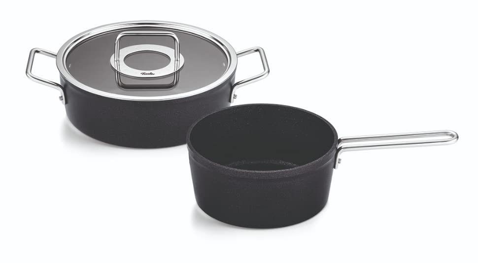 Fissler Topf-Set Adamant®, Aluminium (Set, 2-tlg., Bratentopf mit Deckel Ø 24 cm, Stielkasserolle Ø 18cm), Made in Germany