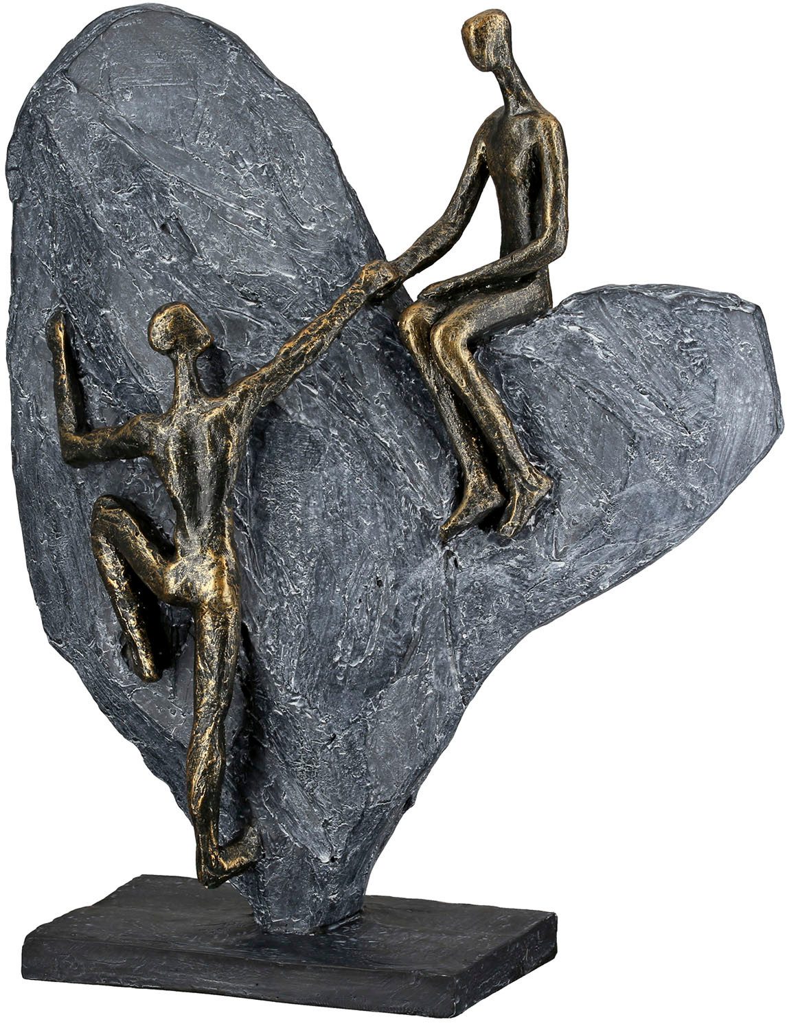 Casablanca by Gilde Dekoobjekt Skulptur Herz Heart of stone bronzefarben; grau H. 29,7 cm (1 St)
