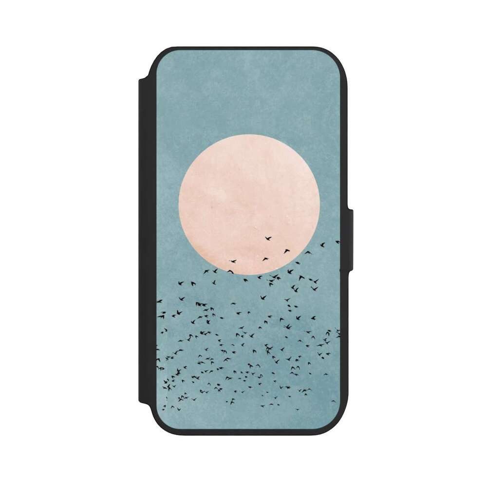 NIVOCASE Handyhülle Vogel Sonne Art Fly Away, Apple iPhone 7 Klapphülle Handyhülle aus Kunst Leder NIVOflip schwarz